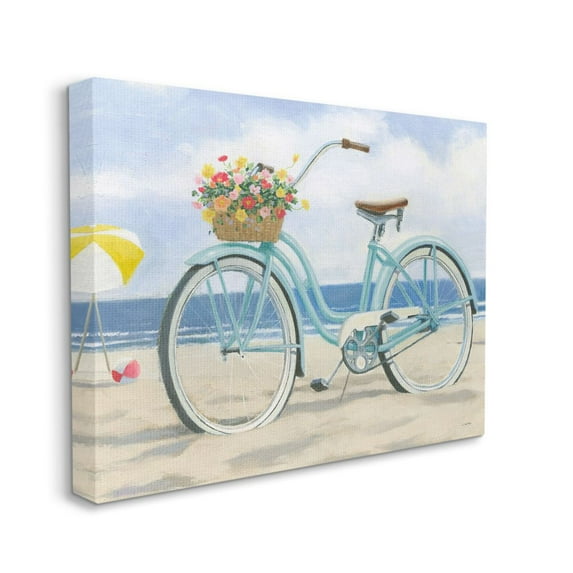 Stupell Industries Peaceful Blue Bike Beach Sky Nautical Painting Canvas Wall Art Design by James Wiens, 30" x 40"