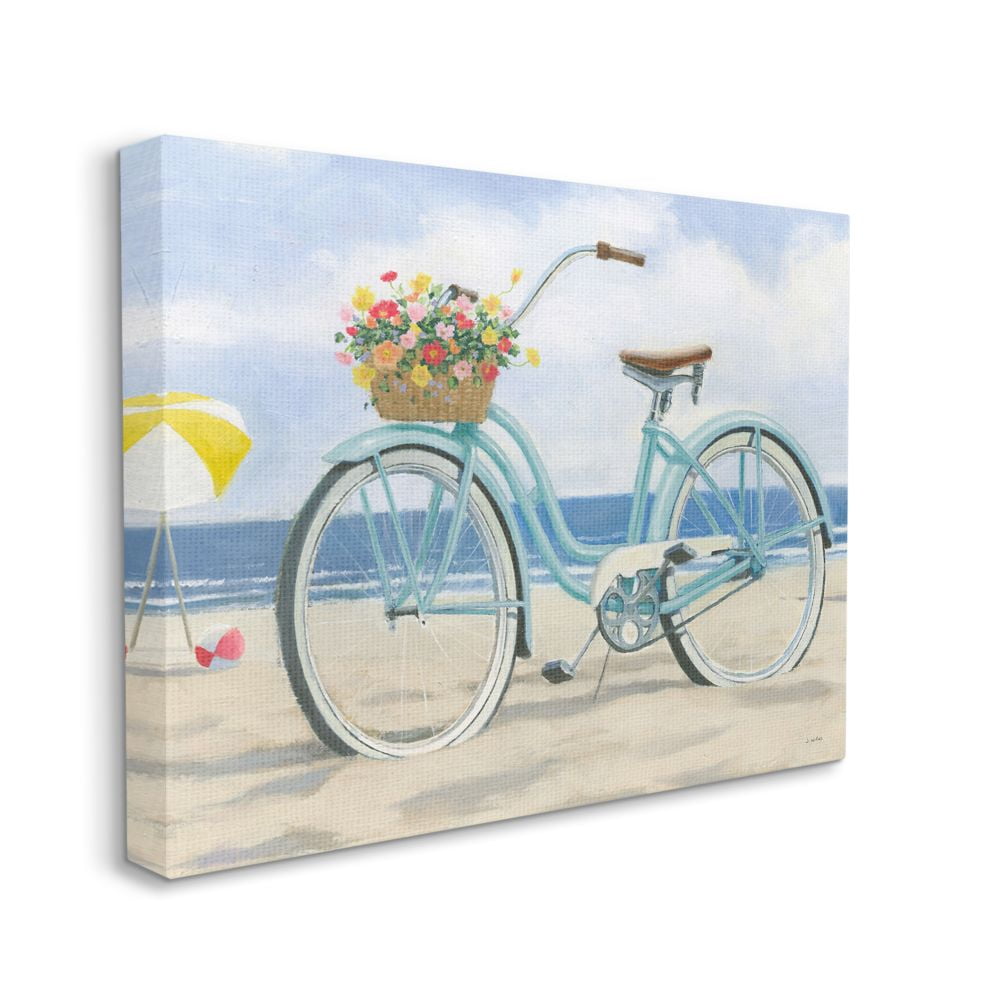 Stupell Industries Peaceful Blue Bike Beach Sky Nautical Painting Canvas Wall Art Design by James Wiens, 36" x 48"