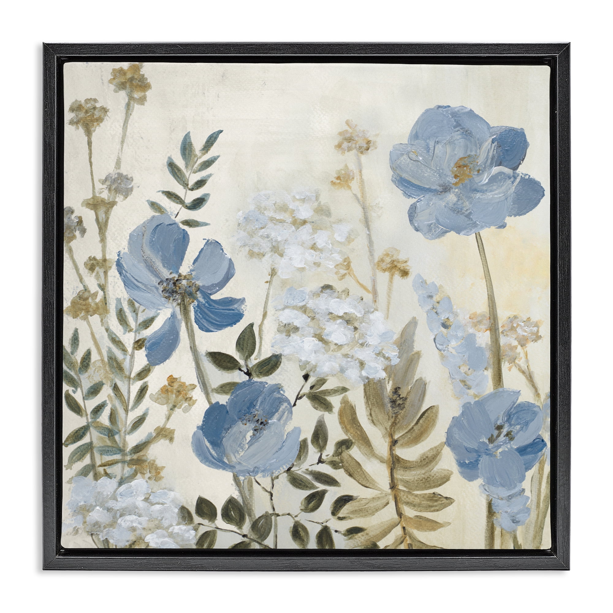 Stupell Industries Peaceful Blue Iris Garden Black Framed Floater Canvas Wall Art, design by Lanie Loreth