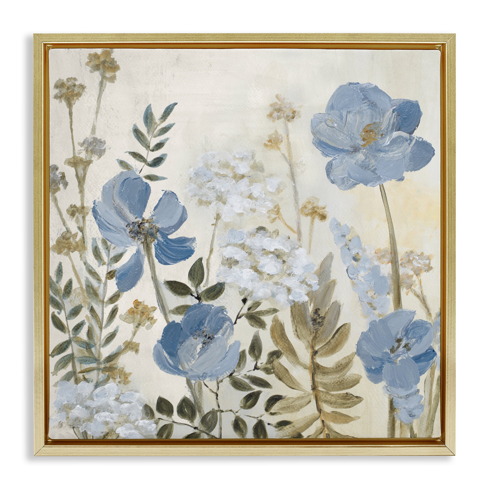 Stupell Industries Peaceful Blue Iris Garden Gold Framed Floater Canvas Wall Art, design by Lanie Loreth