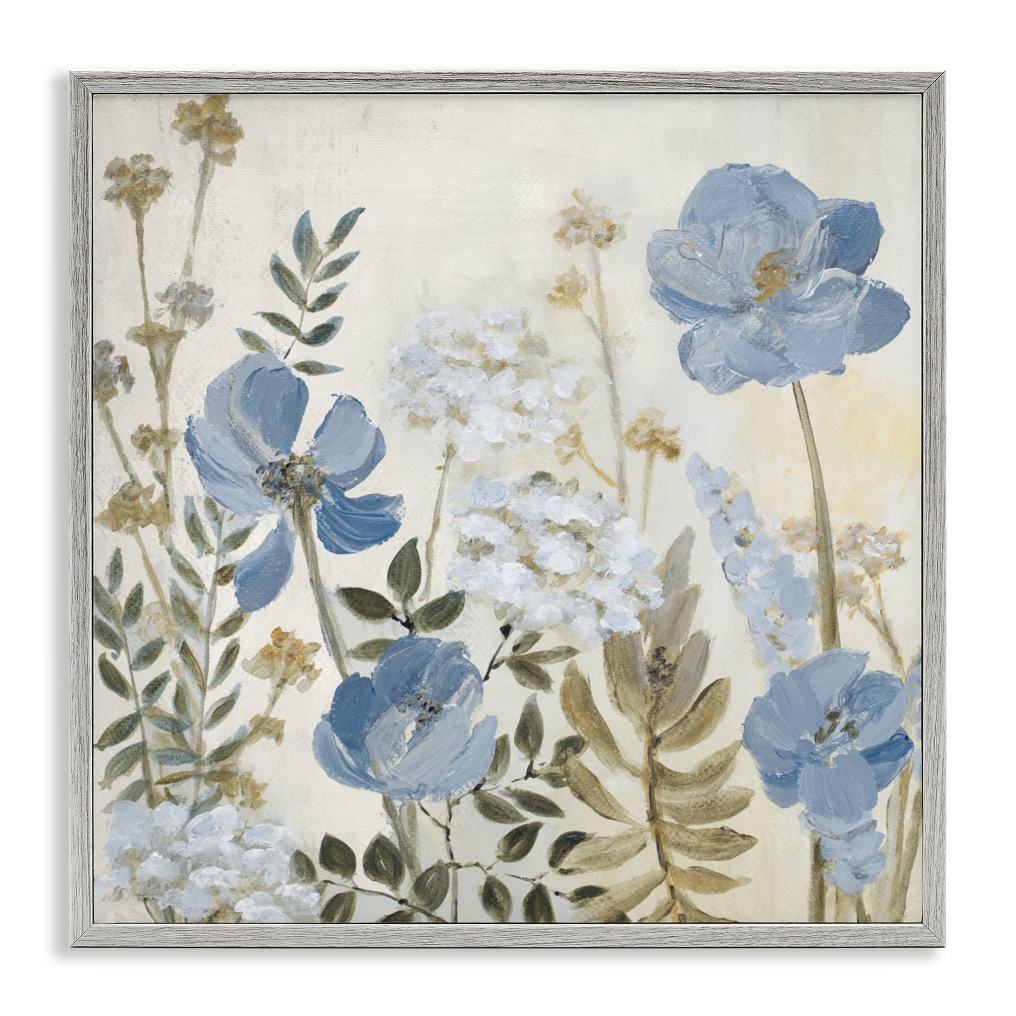 Stupell Industries Peaceful Blue Iris Garden Gray Framed Giclee Art, design by Lanie Loreth