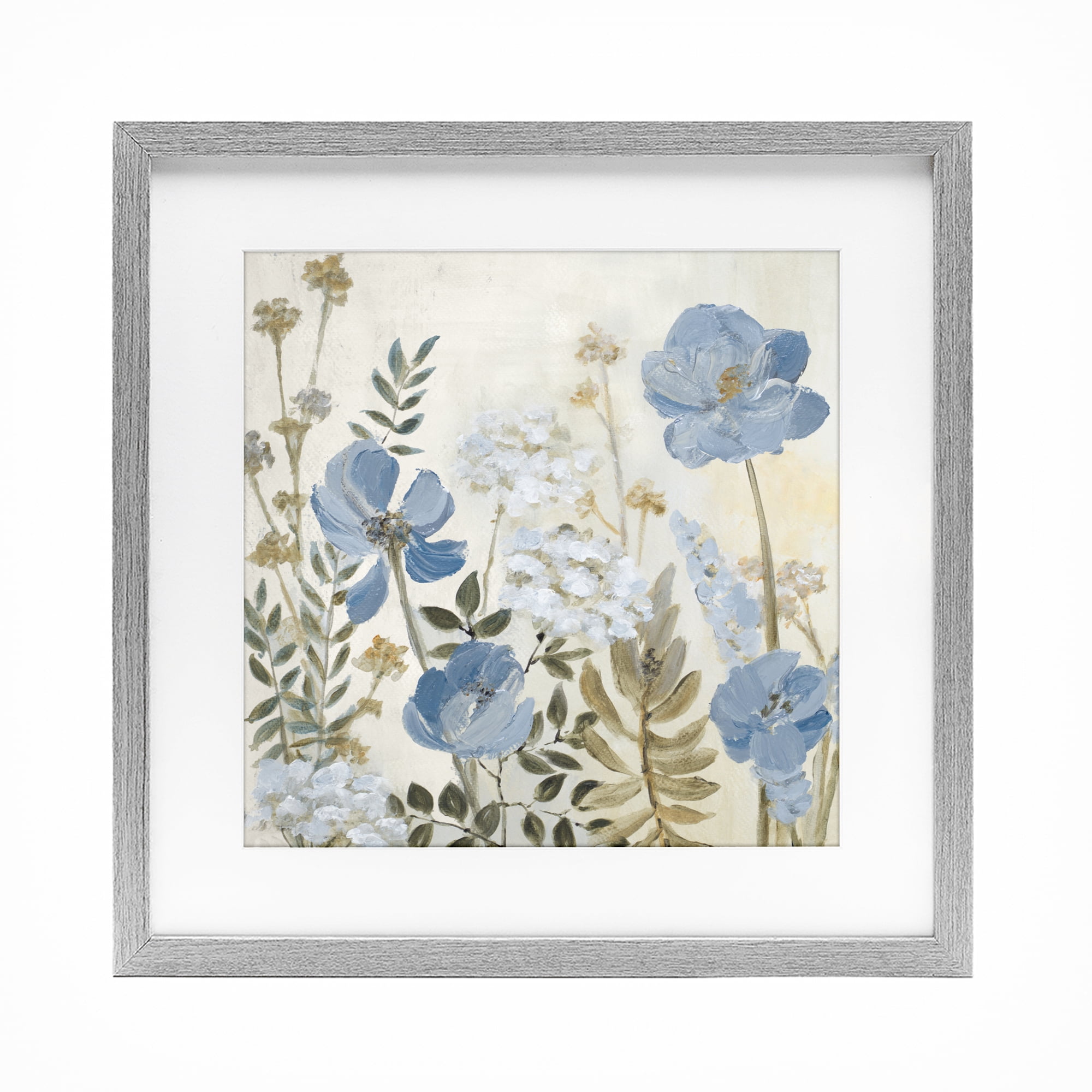 Stupell Industries Peaceful Blue Iris Garden Gray Framed Print Under Glass, design by Lanie Loreth