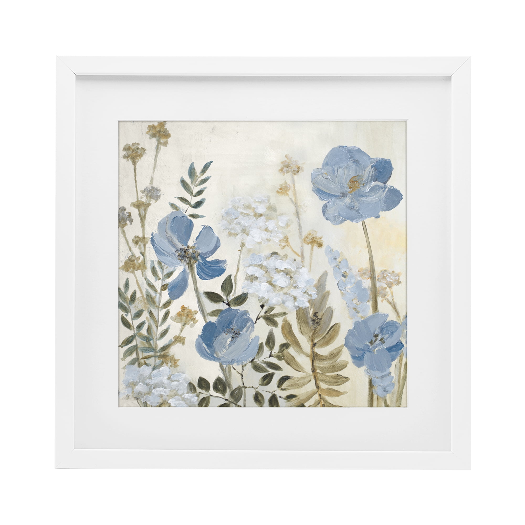 Stupell Industries Peaceful Blue Iris Garden White Framed Print Under Glass, design by Lanie Loreth