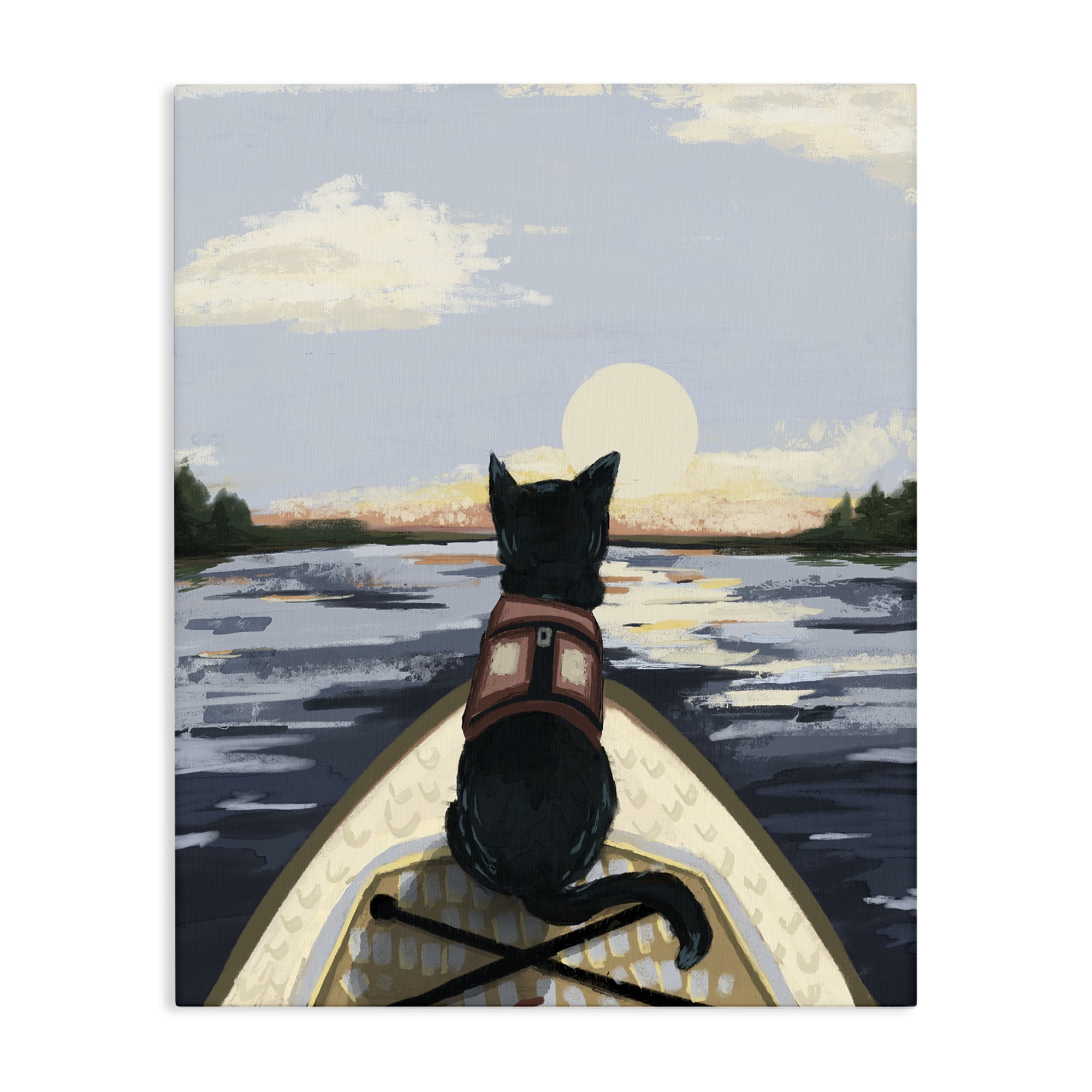Stupell Industries Peaceful Cat Viewing Lake Canvas Wall Art, design by Denise Bartkus