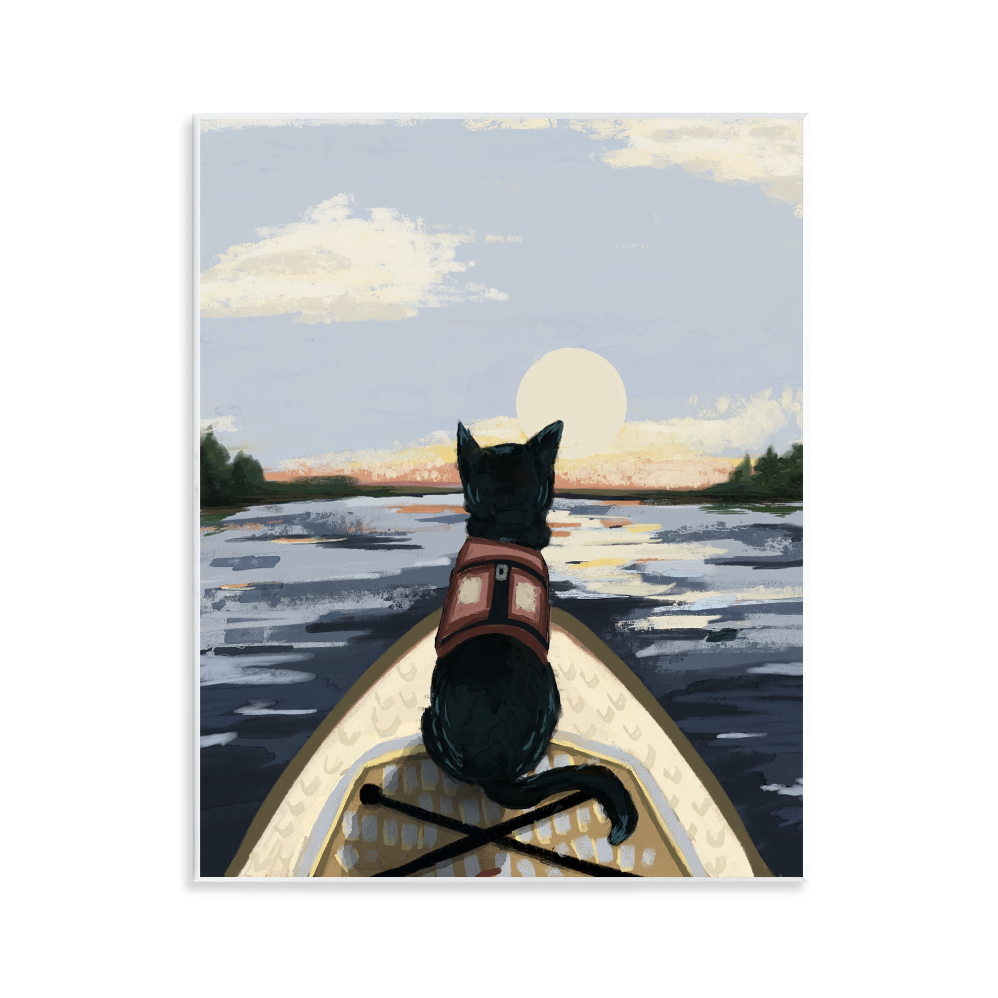 Stupell Industries Peaceful Cat Viewing Lake Wall Plaque Art, design by Denise Bartkus