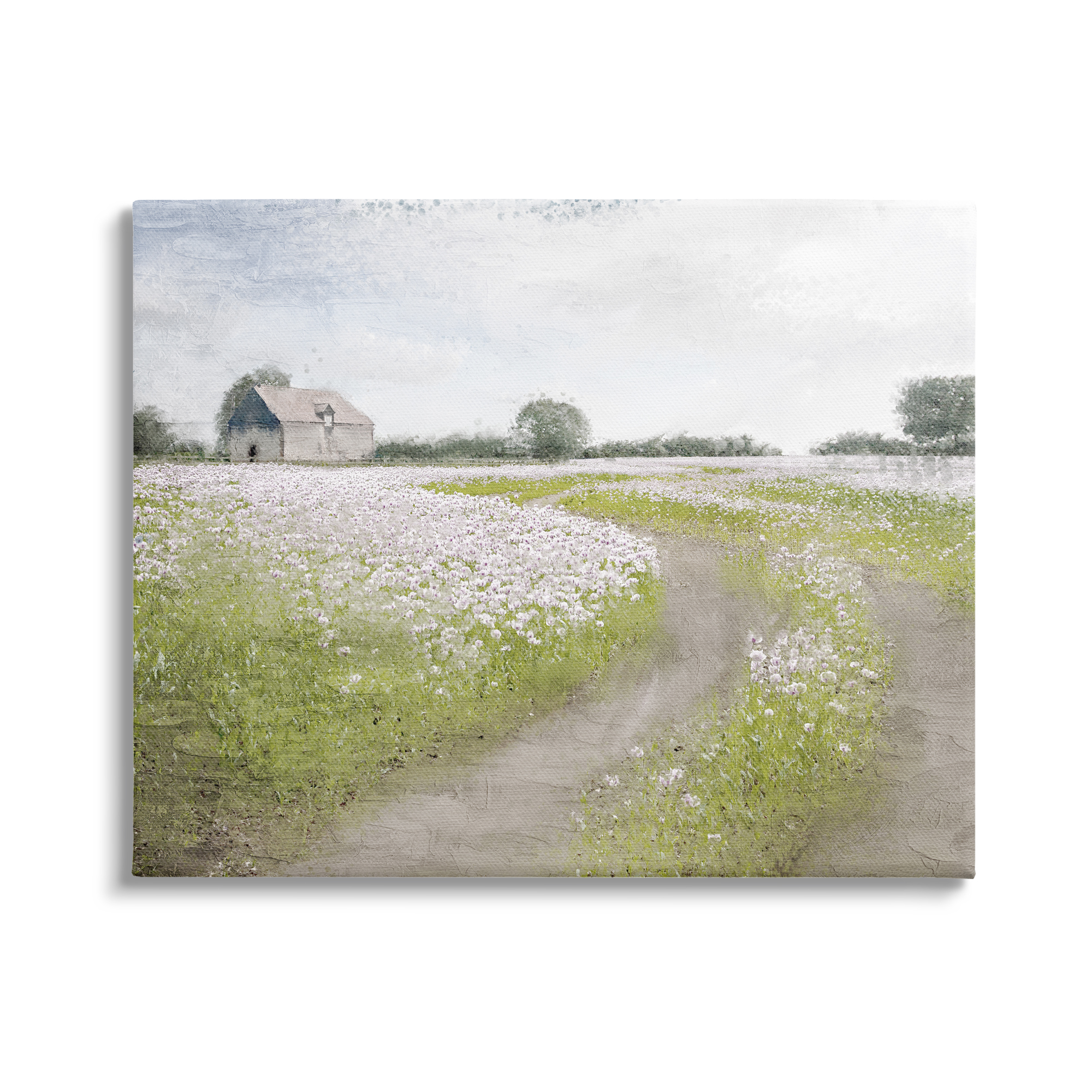 Stupell Industries Peaceful Country Road Rural Flower Buds Blooming Painting Gallery Wrapped Canvas Print Wall Art, Design by Kim Allen