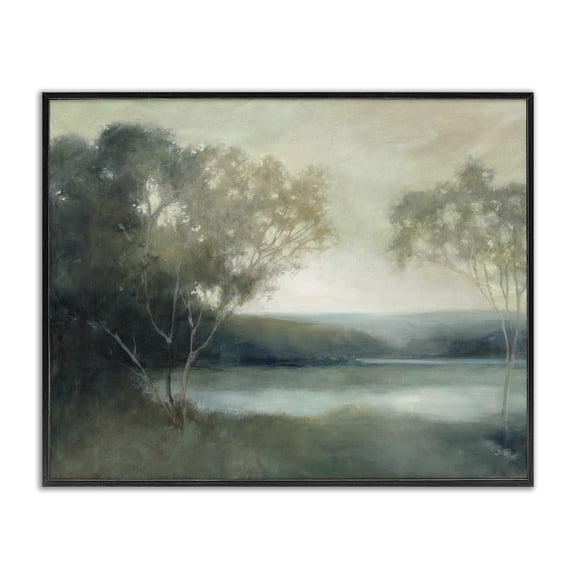 Stupell Industries Peaceful Early Lake Black Framed Giclee Art design by Julia Purinton, 16 x 20