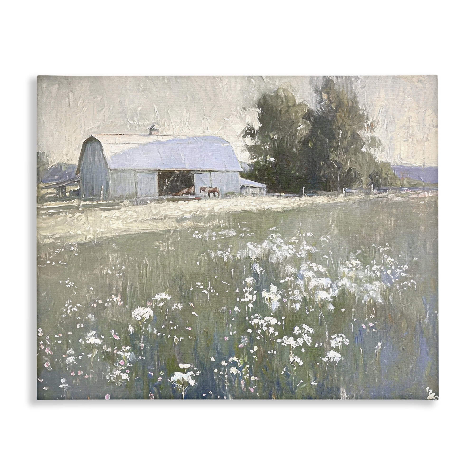 Stupell Industries Peaceful Farm Pasture Landscape Painting Gallery Wrapped Canvas Art Print Wall Art, 30 x 24