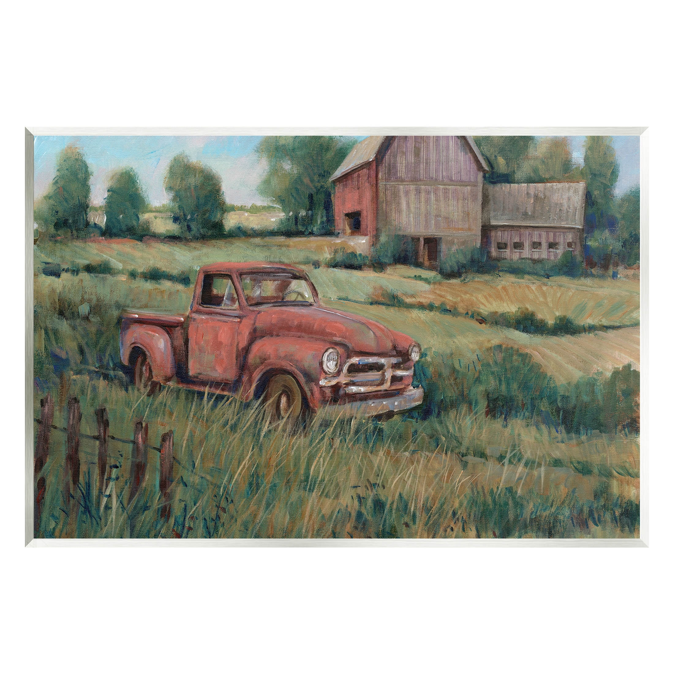 Stupell Industries Peaceful Farmland Truck Barn Scene Painting Unframed Art Print Wall Art, Design by Tim OToole
