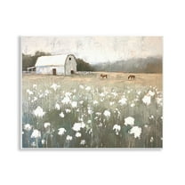Stupell Industries Peaceful Horse Pasture Landscape Painting Unframed Art Print Wall Art, 14 x 11
