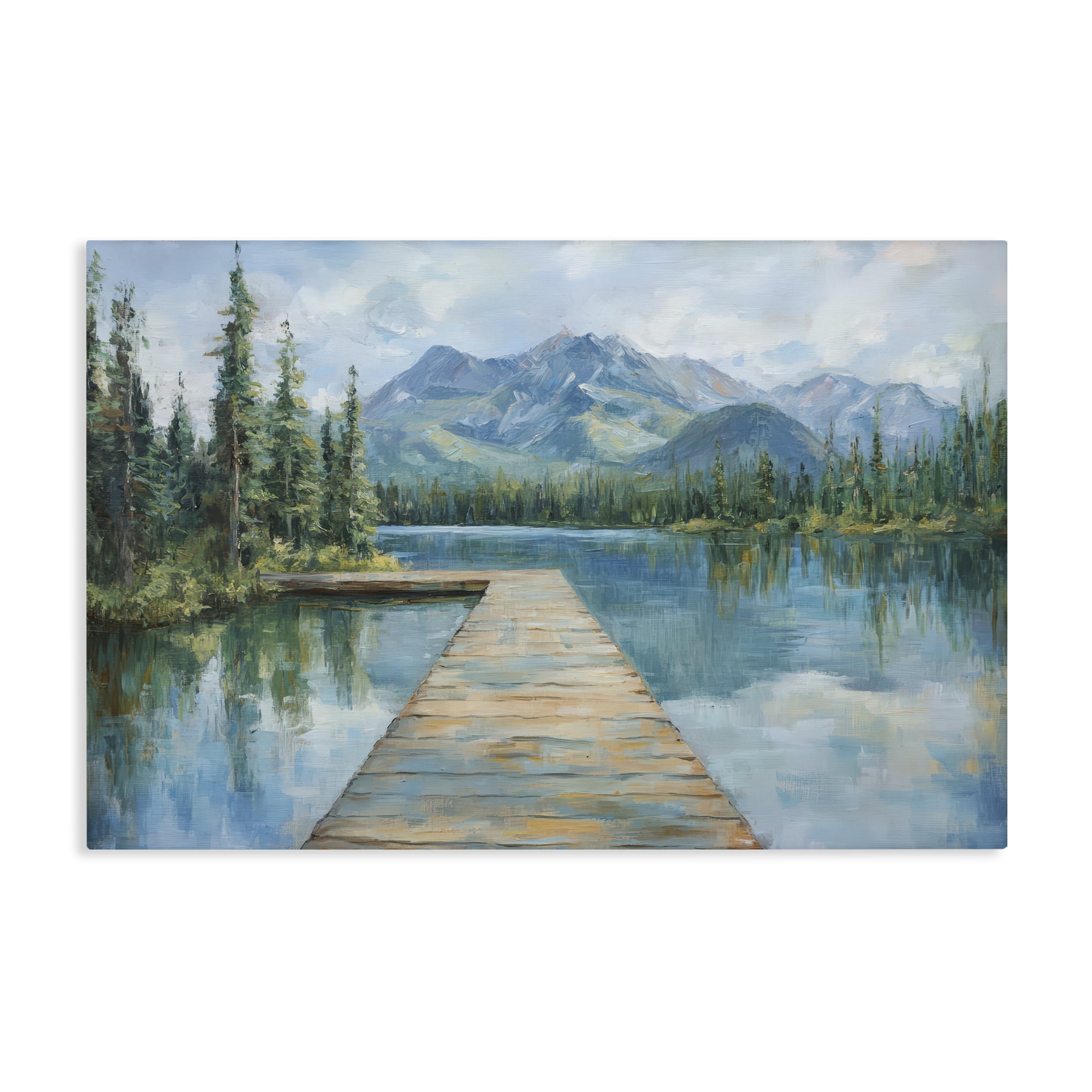 Stupell Industries Peaceful Lake Dock in the Mountains Canvas Wall Art, design by Petal Prints Design