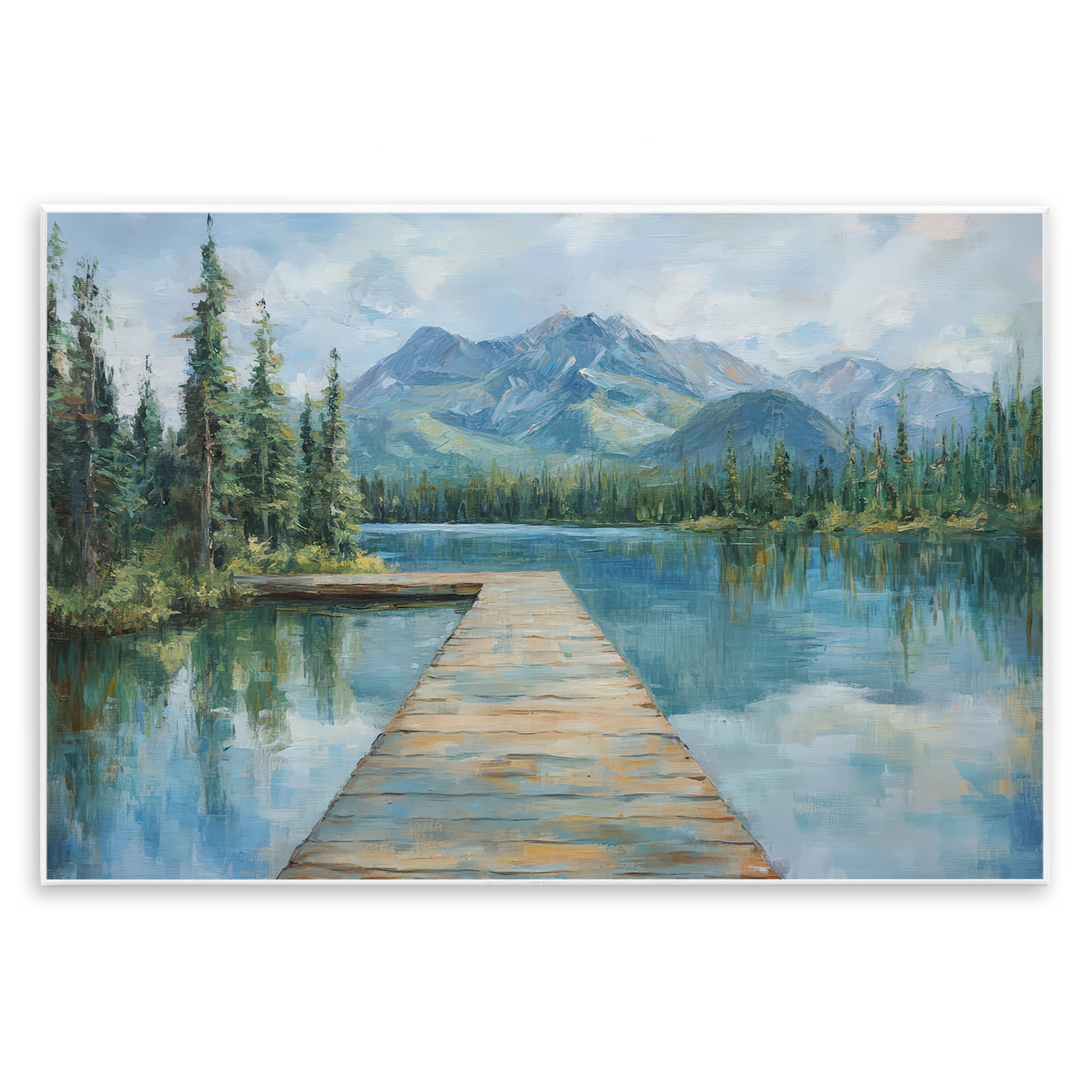 Stupell Industries Peaceful Lake Dock in the Mountains Wall Plaque Art, design by Petal Prints Design