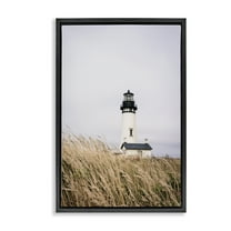 Stupell Industries Peaceful Lighthouse Scenery Landscape & Nature Photography Black Floater Framed Canvas Art Print Wall Art, 17 x 25