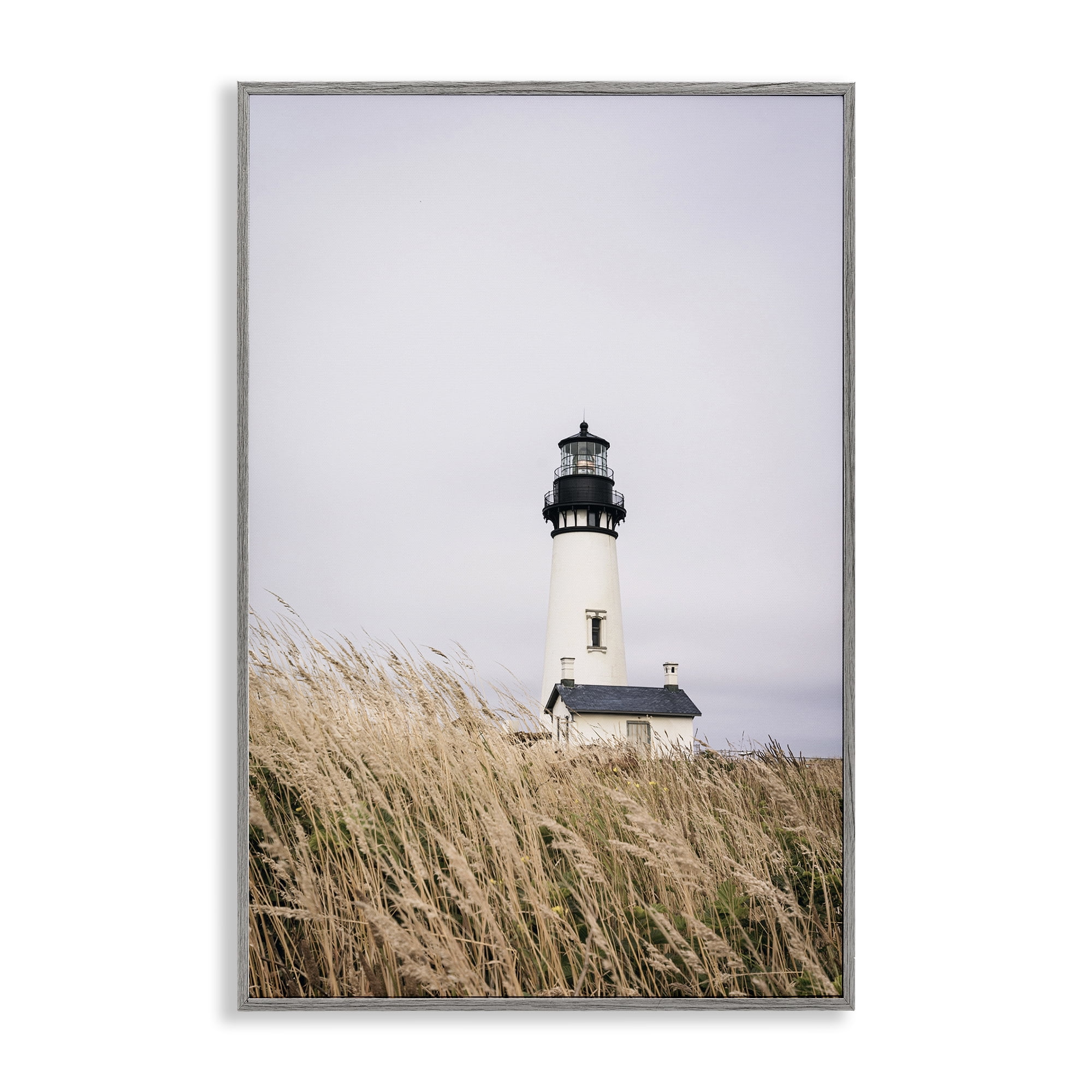 Stupell Industries Peaceful Lighthouse Scenery Landscape & Nature Photography Gray Framed Art Print Wall Art, 12 x 18