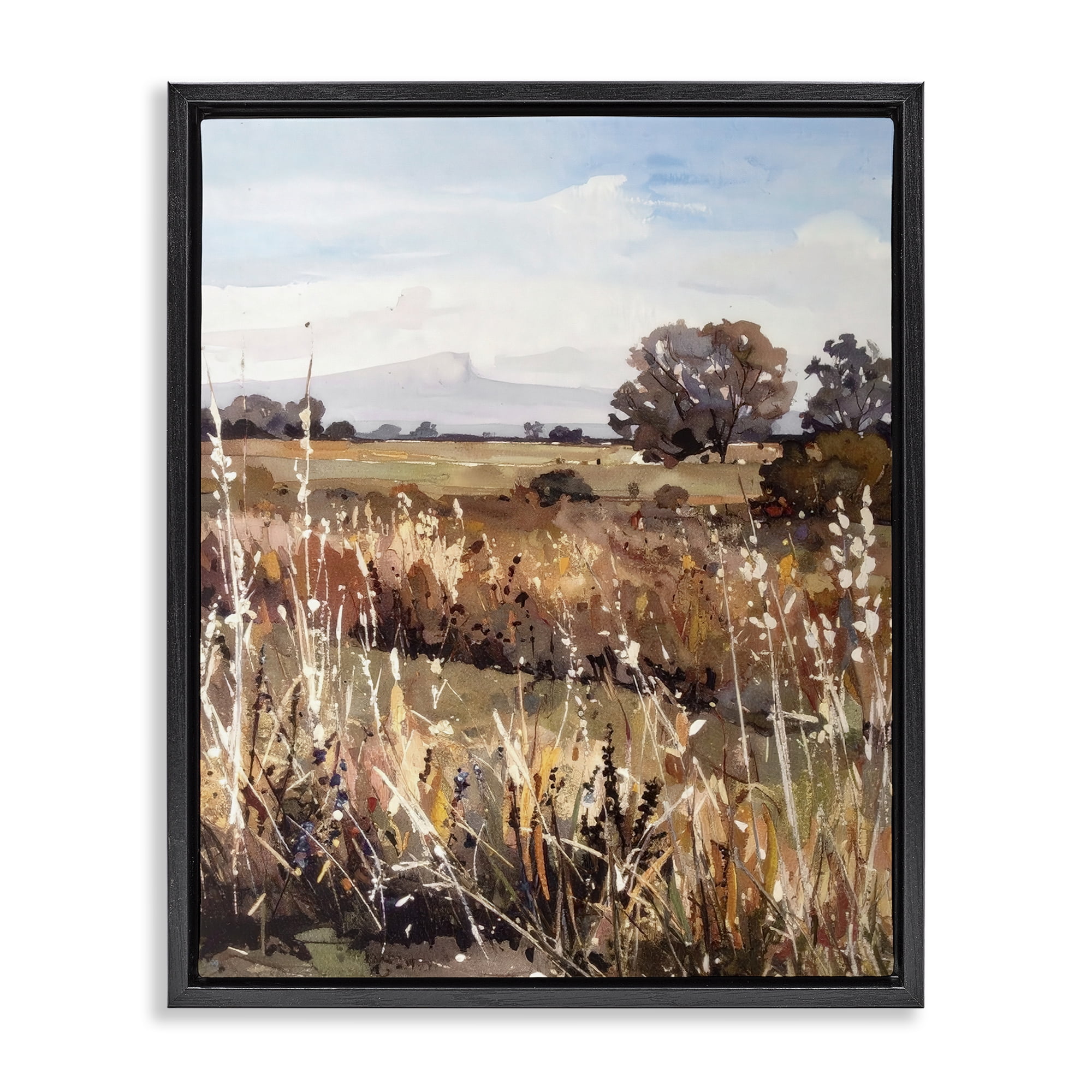 Stupell Industries Peaceful Meadow Expression Black Framed Floater Canvas Wall Art, design by Alonza Saunders