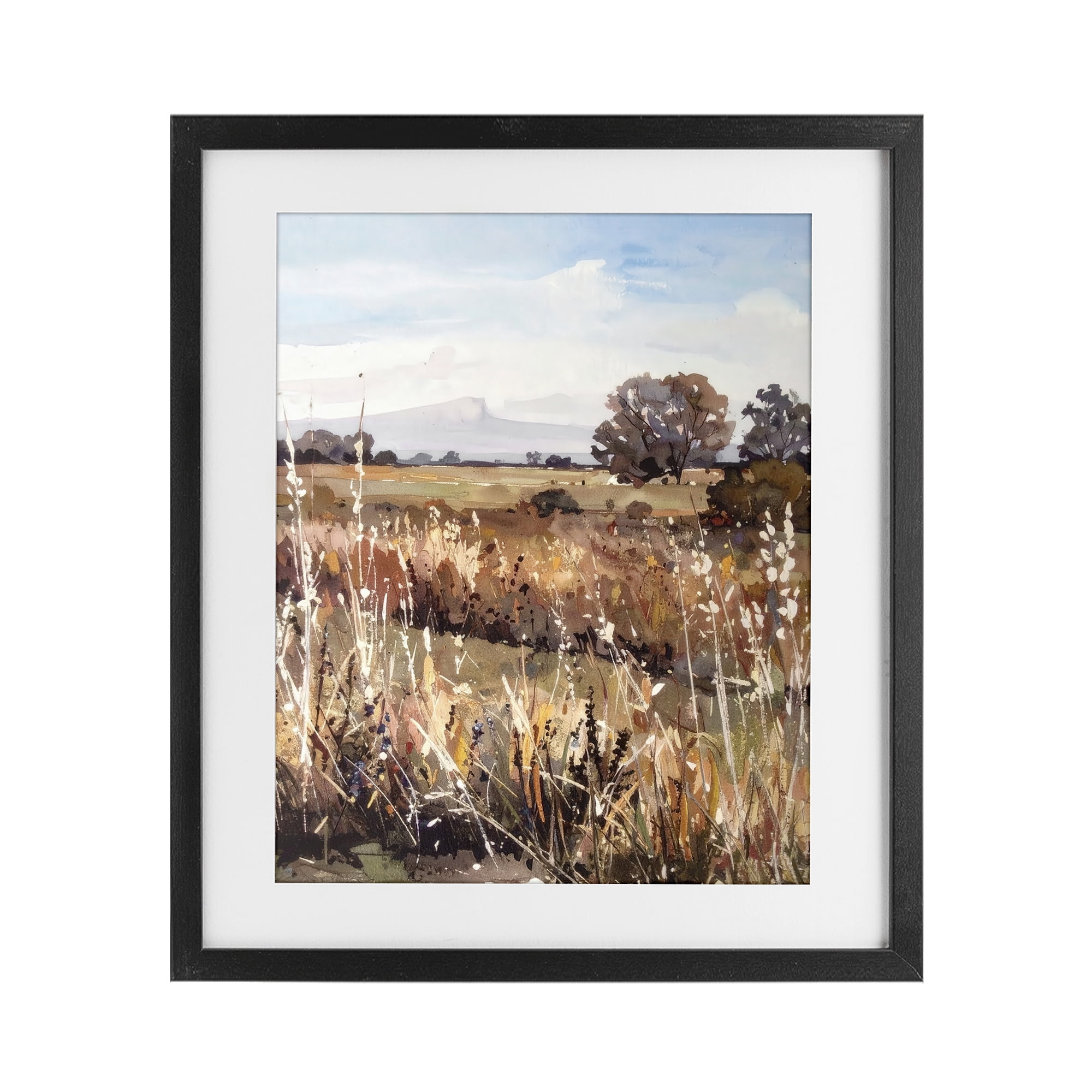 Stupell Industries Peaceful Meadow Expression Black Framed Print Under Glass, design by Alonza Saunders