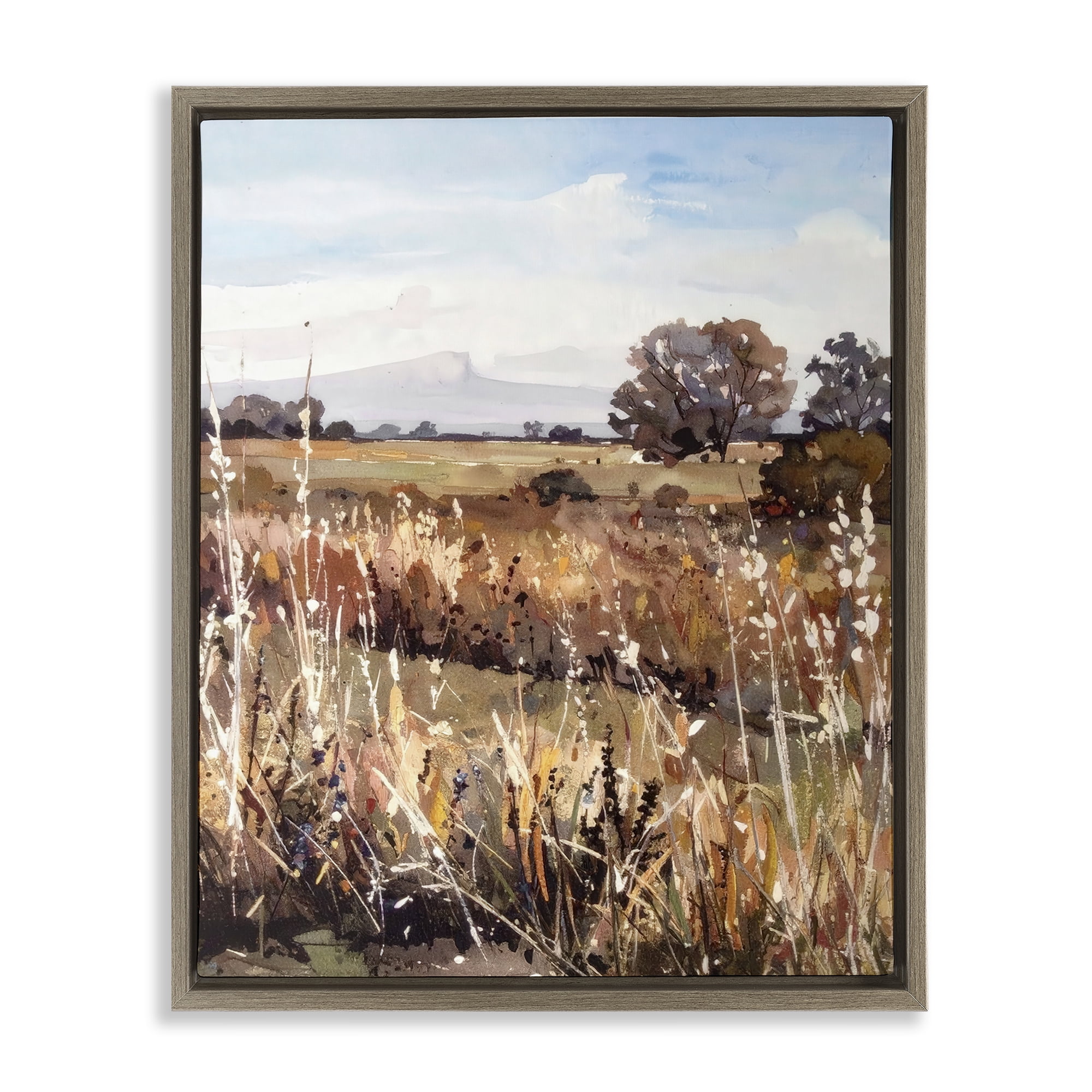 Stupell Industries Peaceful Meadow Expression Brown Framed Floater Canvas Wall Art, design by Alonza Saunders