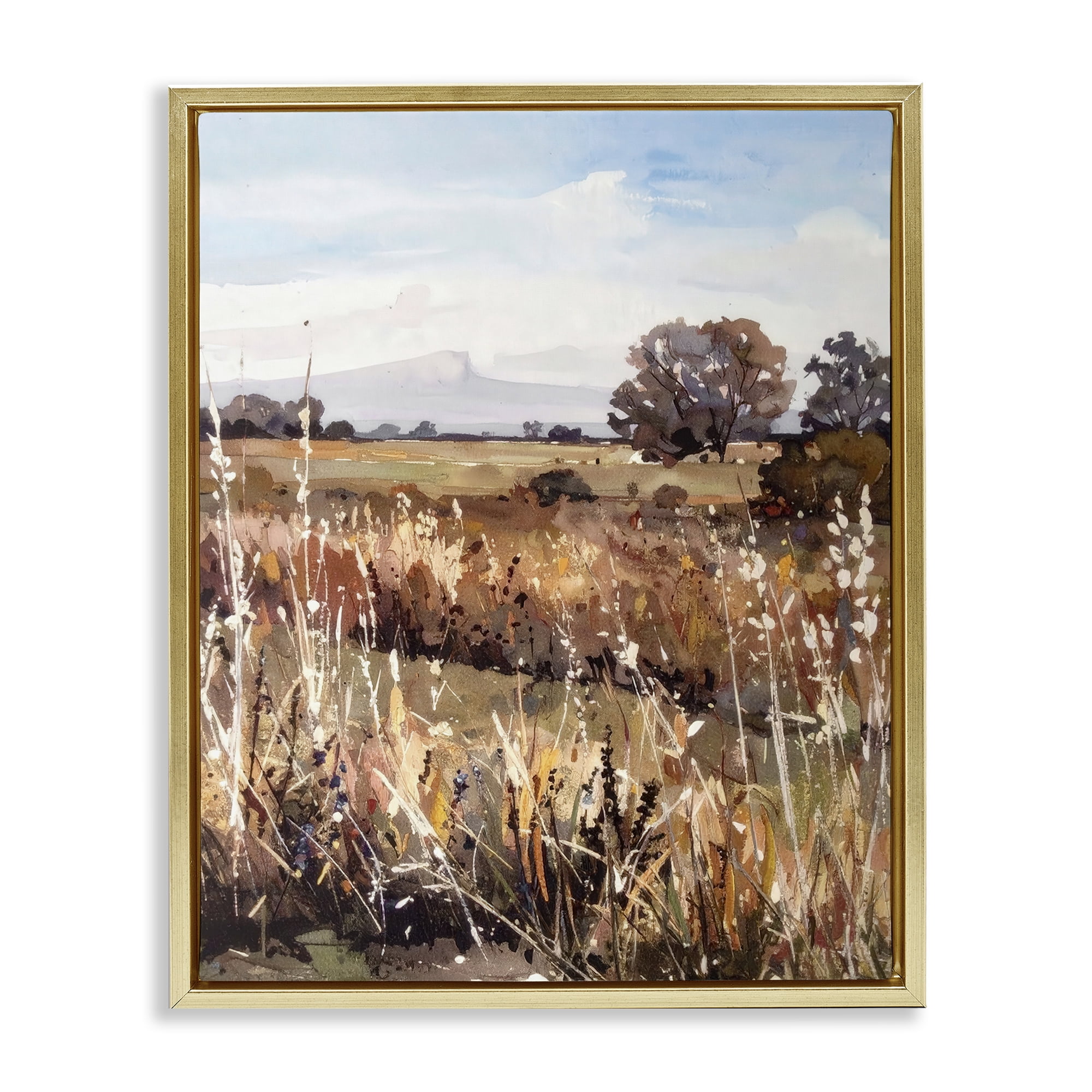 Stupell Industries Peaceful Meadow Expression Gold Framed Floater Canvas Wall Art, design by Alonza Saunders