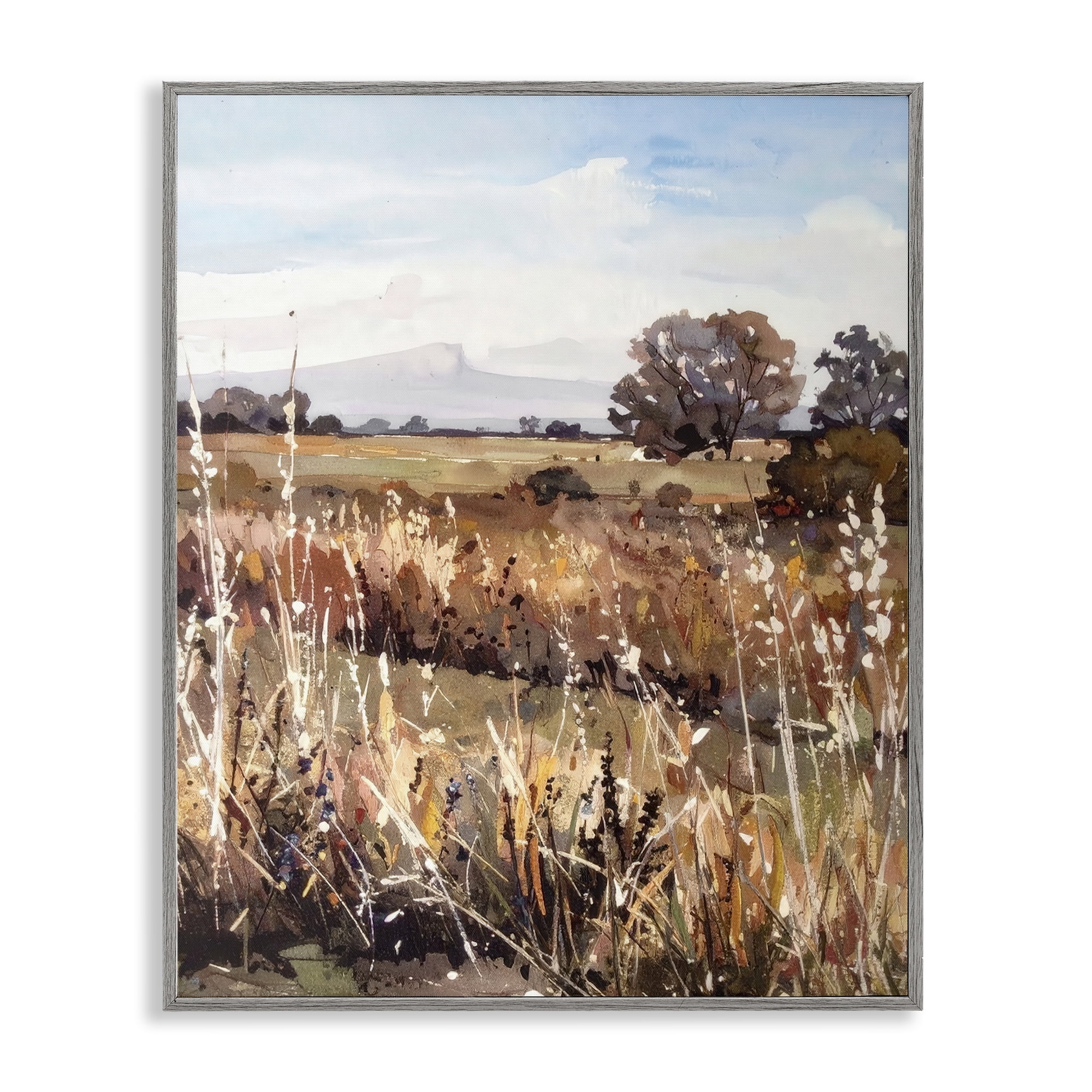Stupell Industries Peaceful Meadow Expression Gray Framed Giclee Art, design by Alonza Saunders