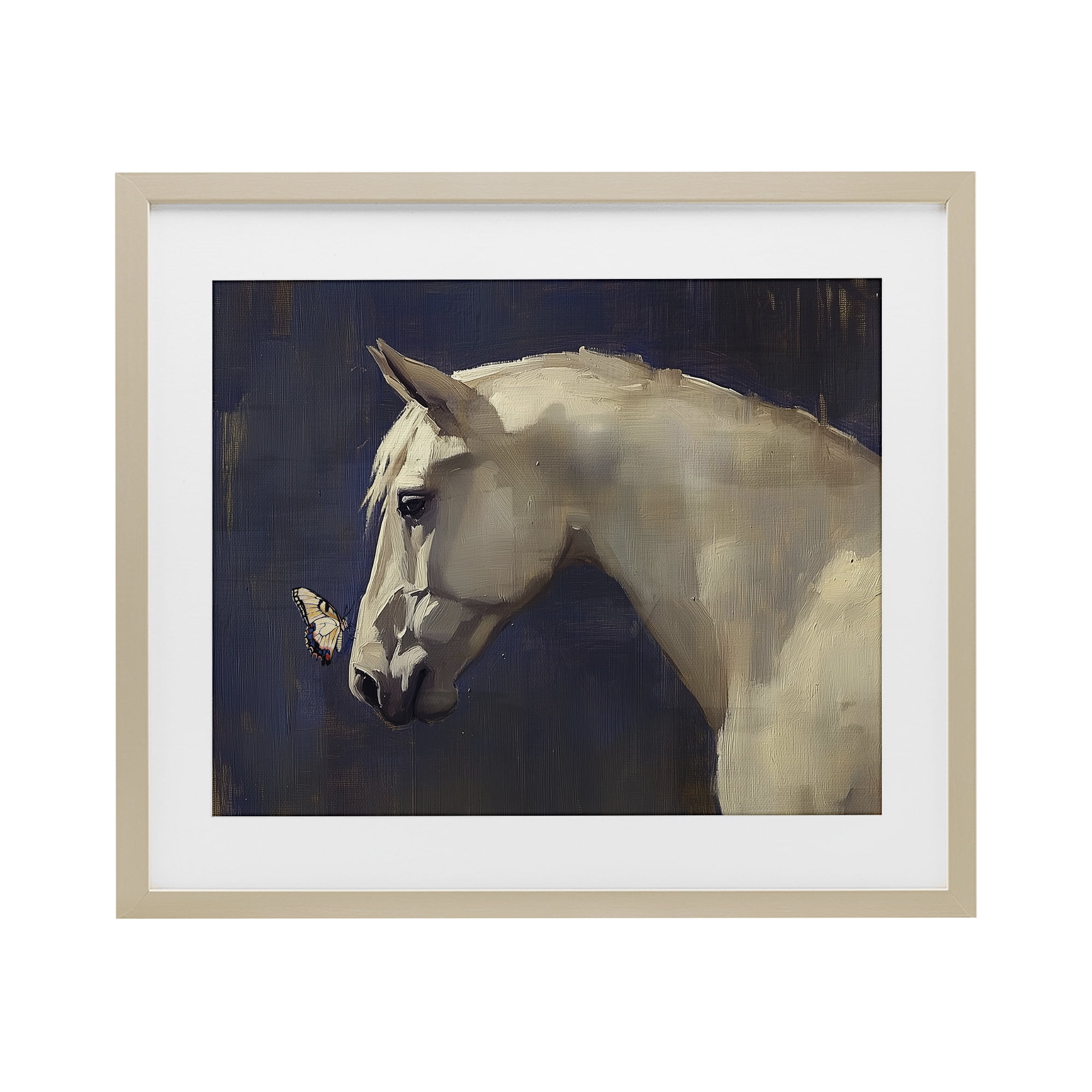 Stupell Industries Peaceful Meeting Horse & Butterfly Birch Framed Print Under Glass, design by Svetlana Aleynikova