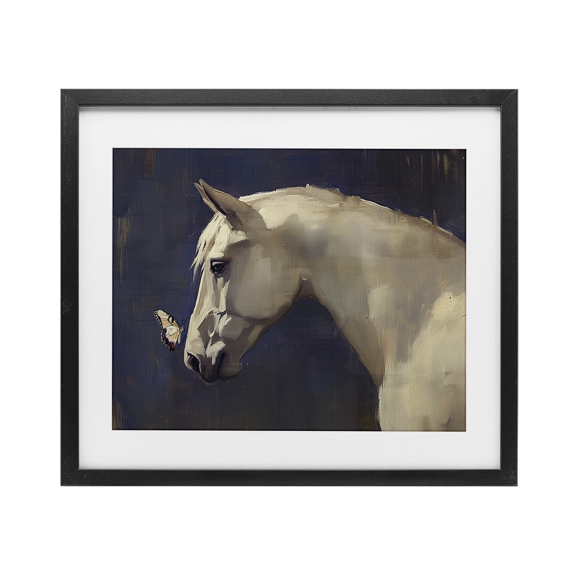 Stupell Industries Peaceful Meeting Horse & Butterfly Black Framed Print Under Glass, design by Svetlana Aleynikova