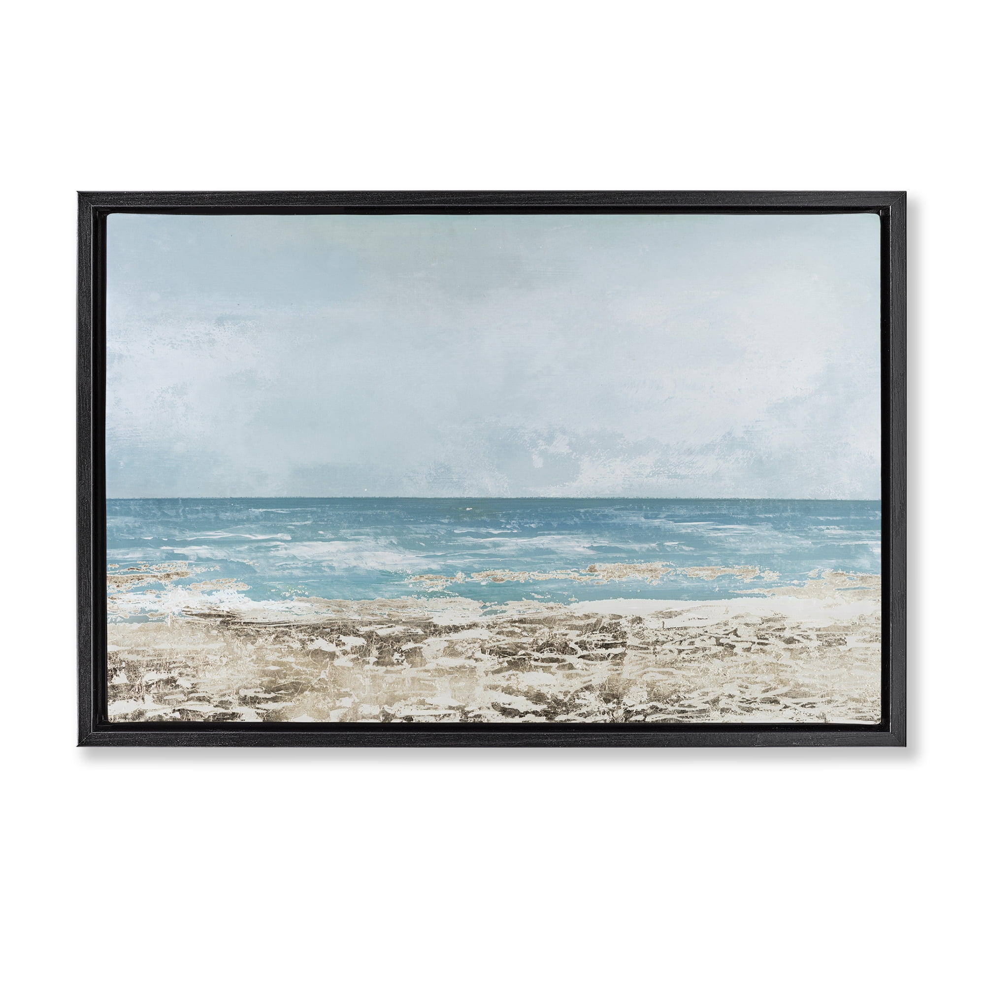 Stupell Industries Peaceful Mood Coastal Scene Black Framed Floater Canvas Wall Art, design by Lorenzo Collective
