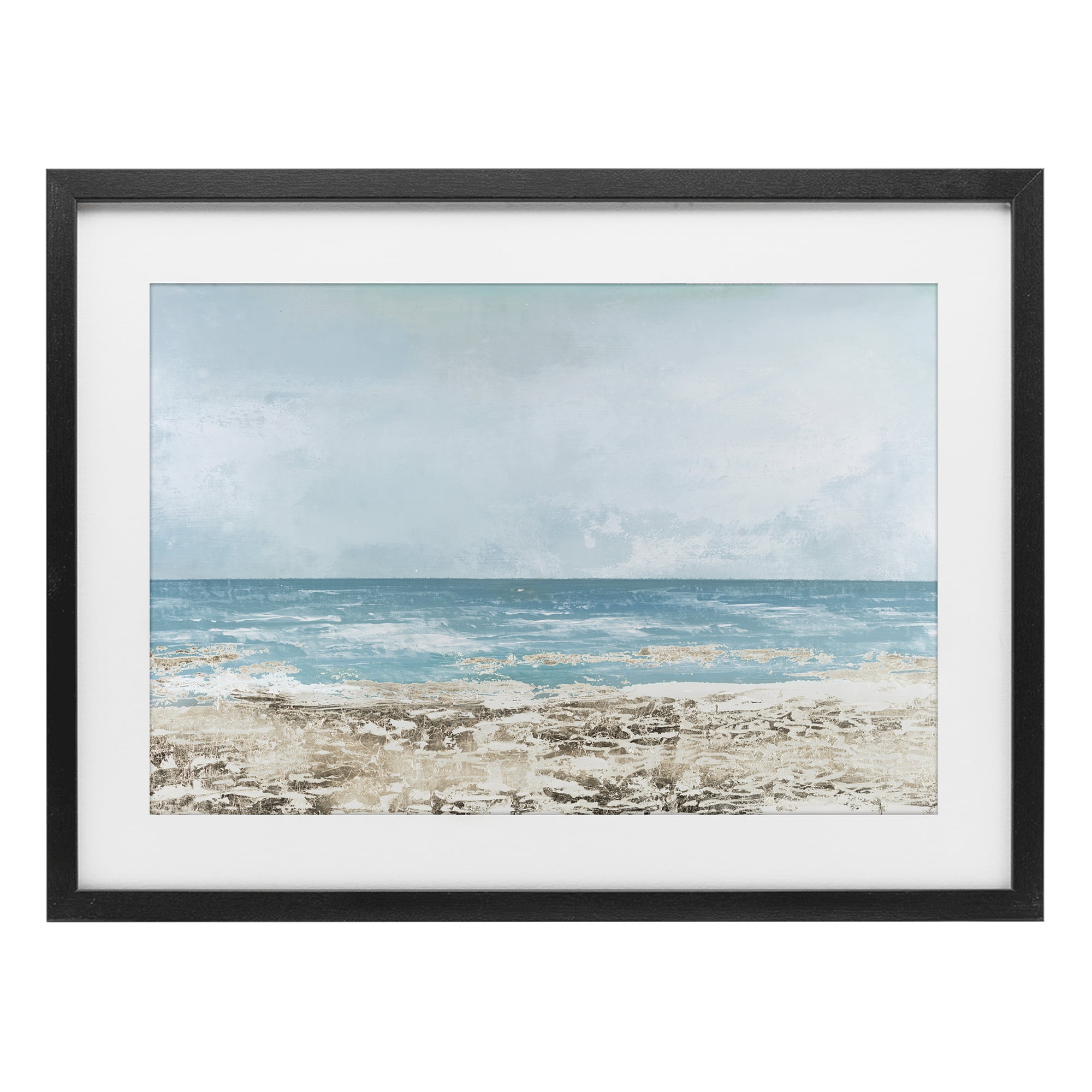 Stupell Industries Peaceful Mood Coastal Scene Black Framed Print Under Glass, design by Lorenzo Collective