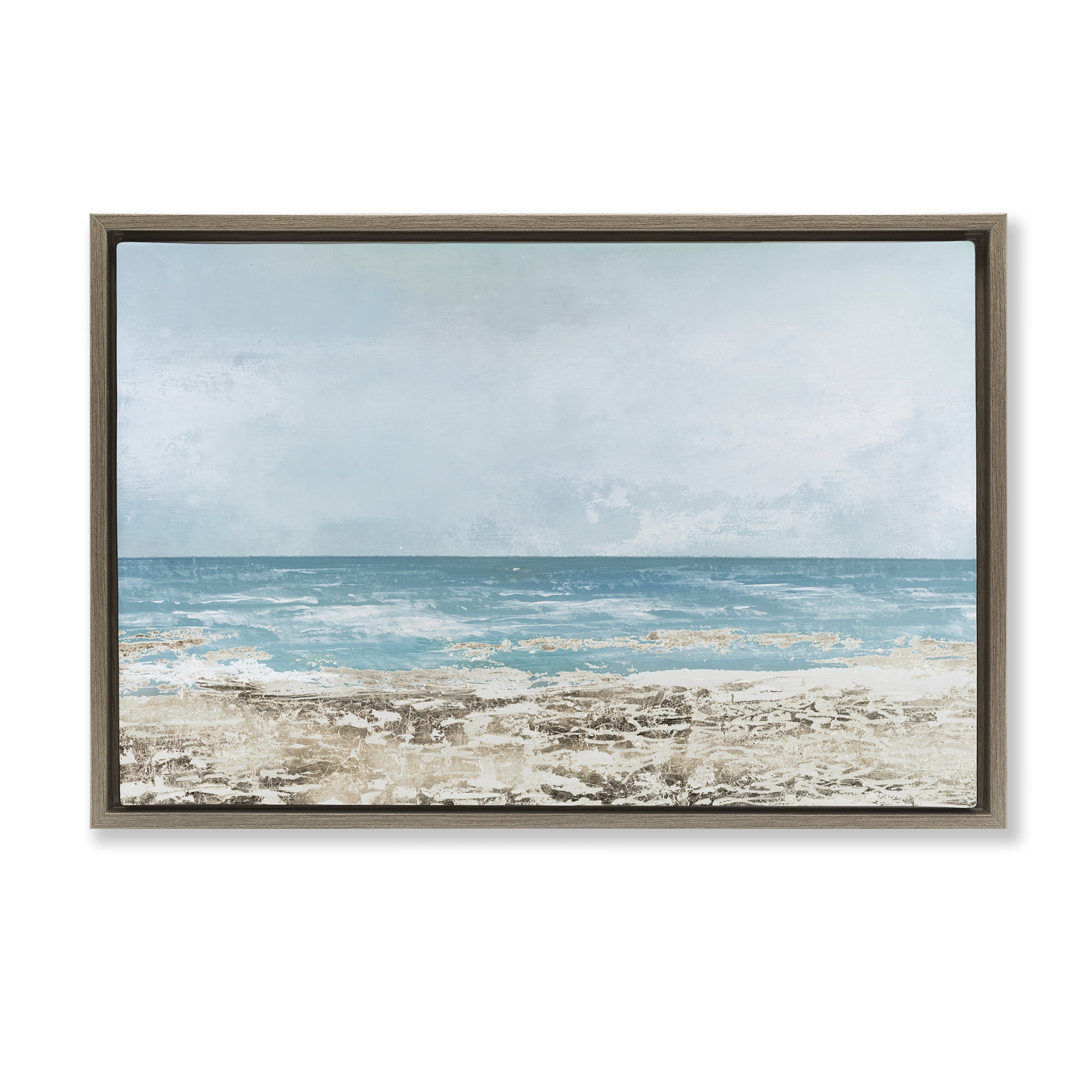 Stupell Industries Peaceful Mood Coastal Scene Brown Framed Floater Canvas Wall Art, design by Lorenzo Collective