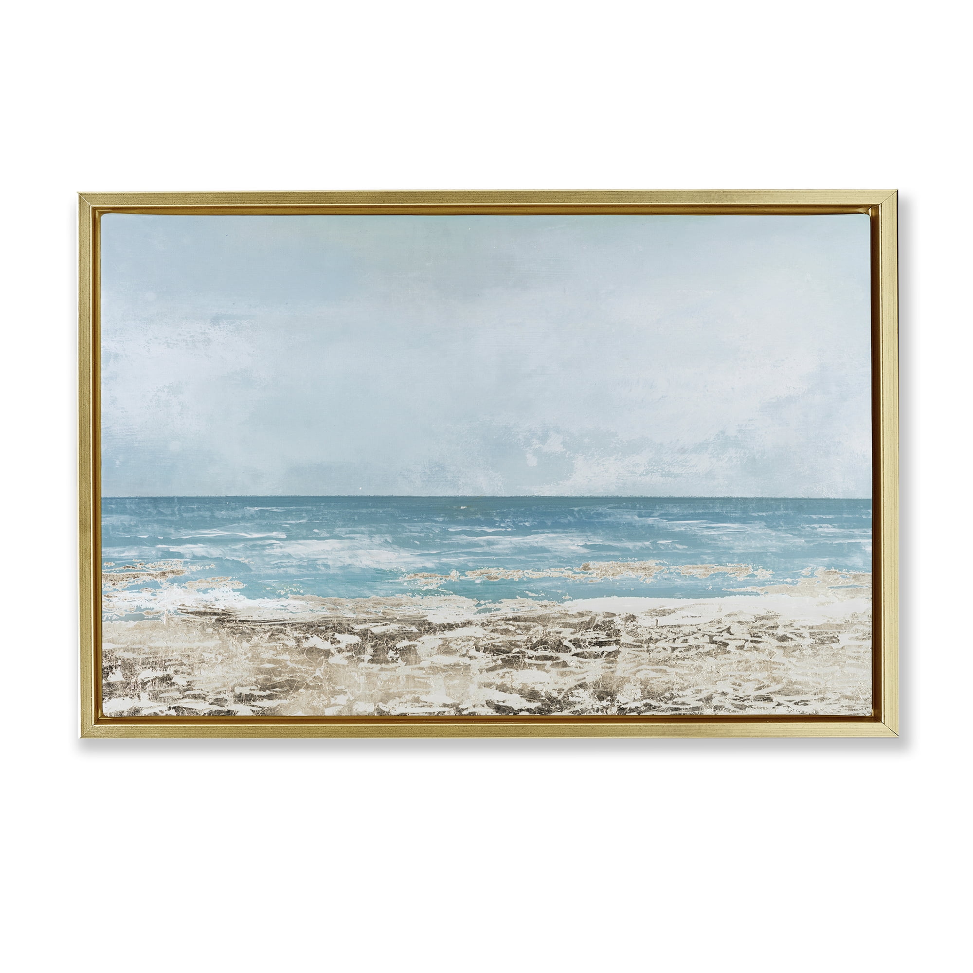 Stupell Industries Peaceful Mood Coastal Scene Gold Framed Floater Canvas Wall Art, design by Lorenzo Collective