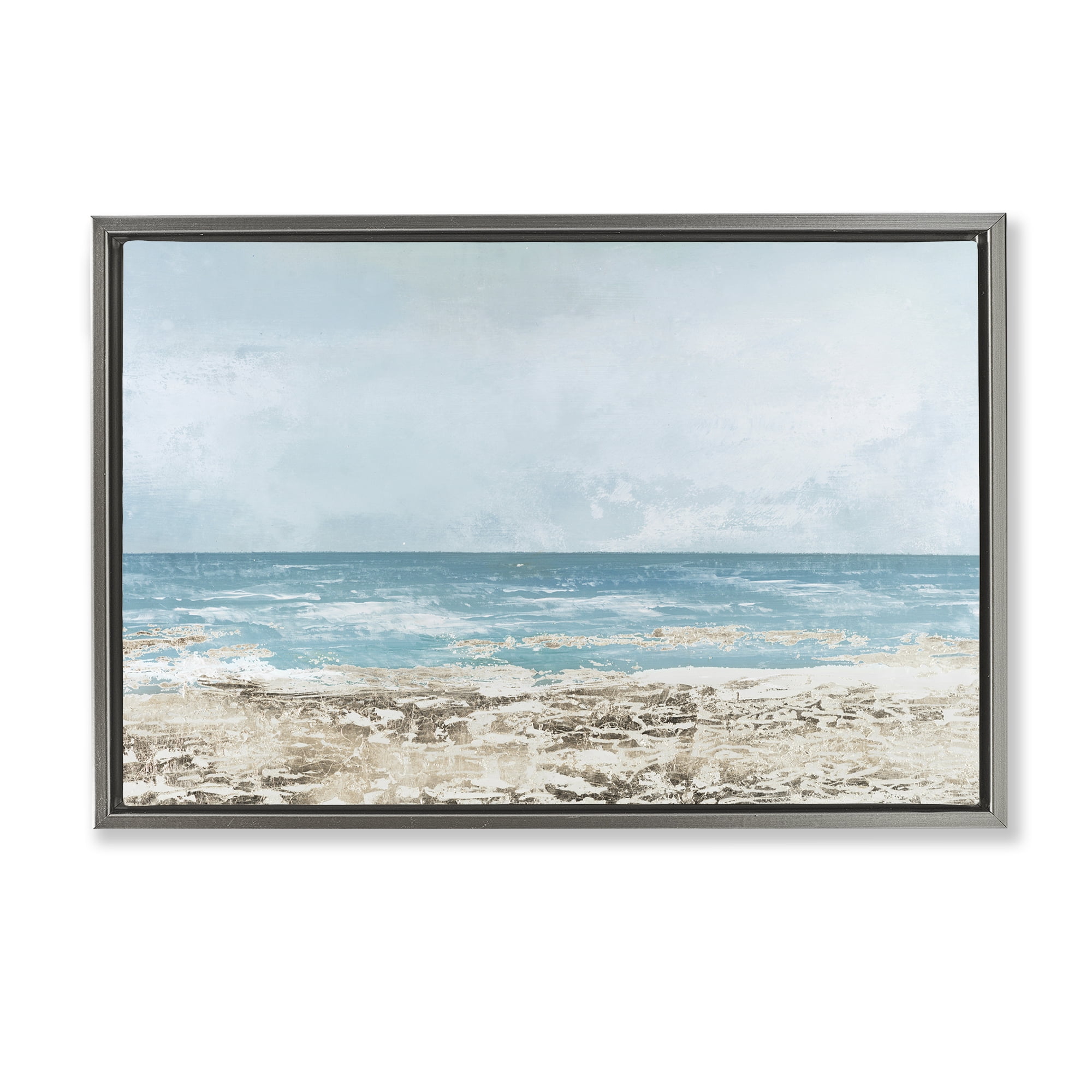 Stupell Industries Peaceful Mood Coastal Scene Gray Framed Floater Canvas Wall Art, design by Lorenzo Collective