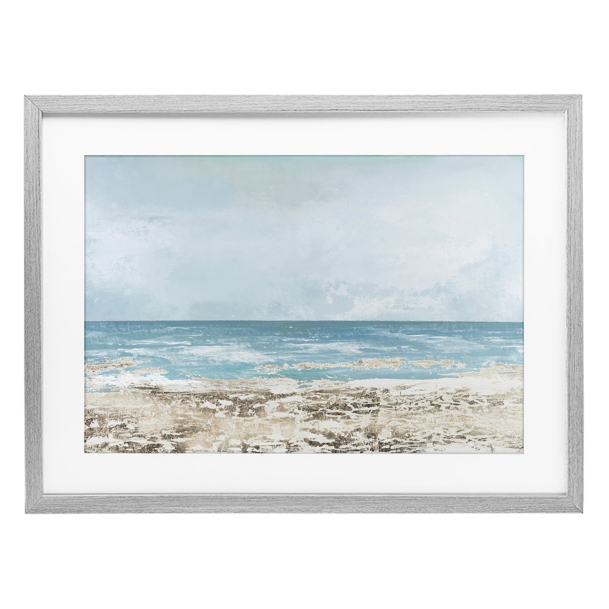 Stupell Industries Peaceful Mood Coastal Scene Gray Framed Print Under Glass, design by Lorenzo Collective
