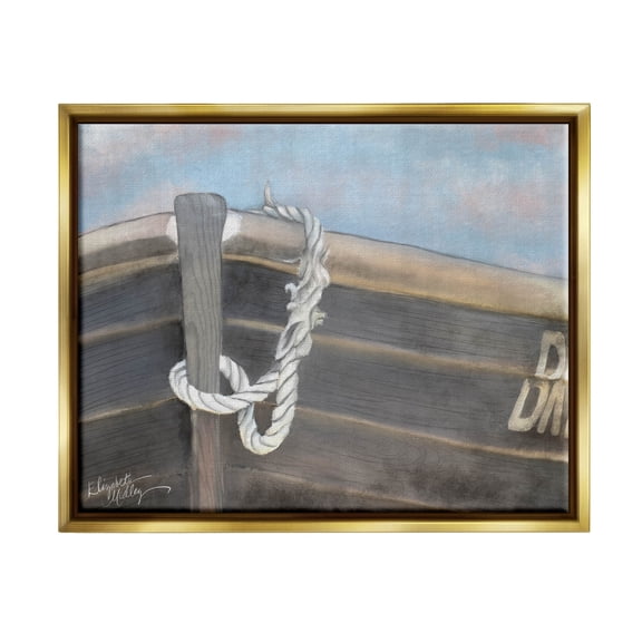 Stupell Industries Peaceful Nautical Boat Painting Metallic Gold Floating Framed Canvas Print Wall Art, Design by Elizabeth Medley