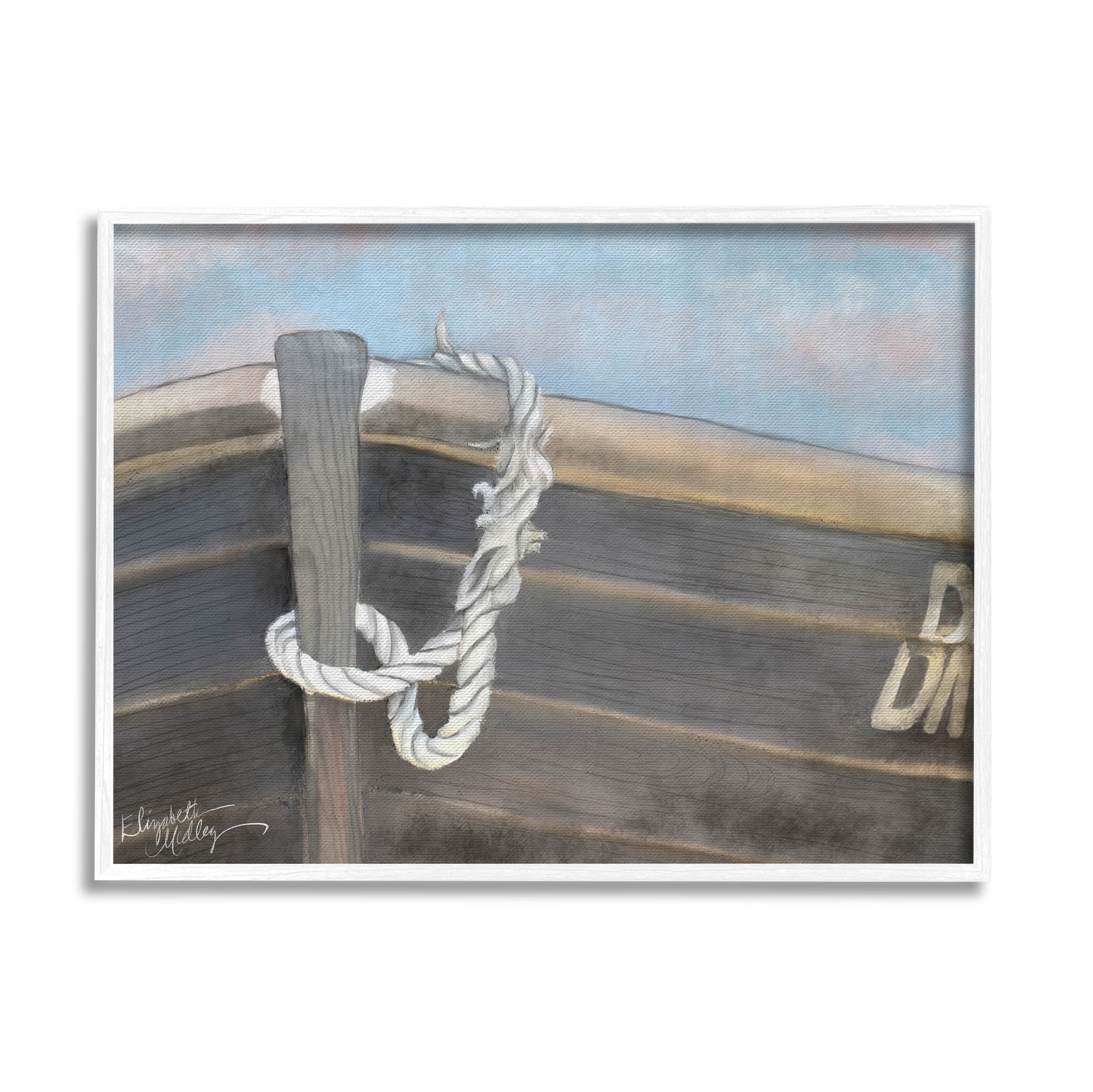 White Framed Nautical Boat Painting Wall Art, 14 x 11