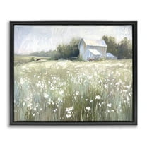 Stupell Industries Peaceful Pasture Meadow Landscape Painting Black Floater Framed Canvas Art Print Wall Art, 21 x 17