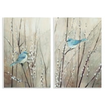 Stupell Industries Peaceful Perched Blue Birds Animals & Insects Painting Unframed Art Print Wall Art, 13 x 19, Set of 2