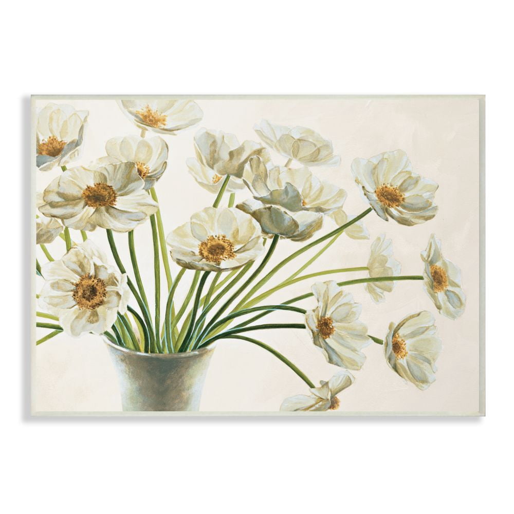 Stupell Industries Peaceful Poppies White Florals in Soft Ceramic Wall Plaque Design by Eva Barberini