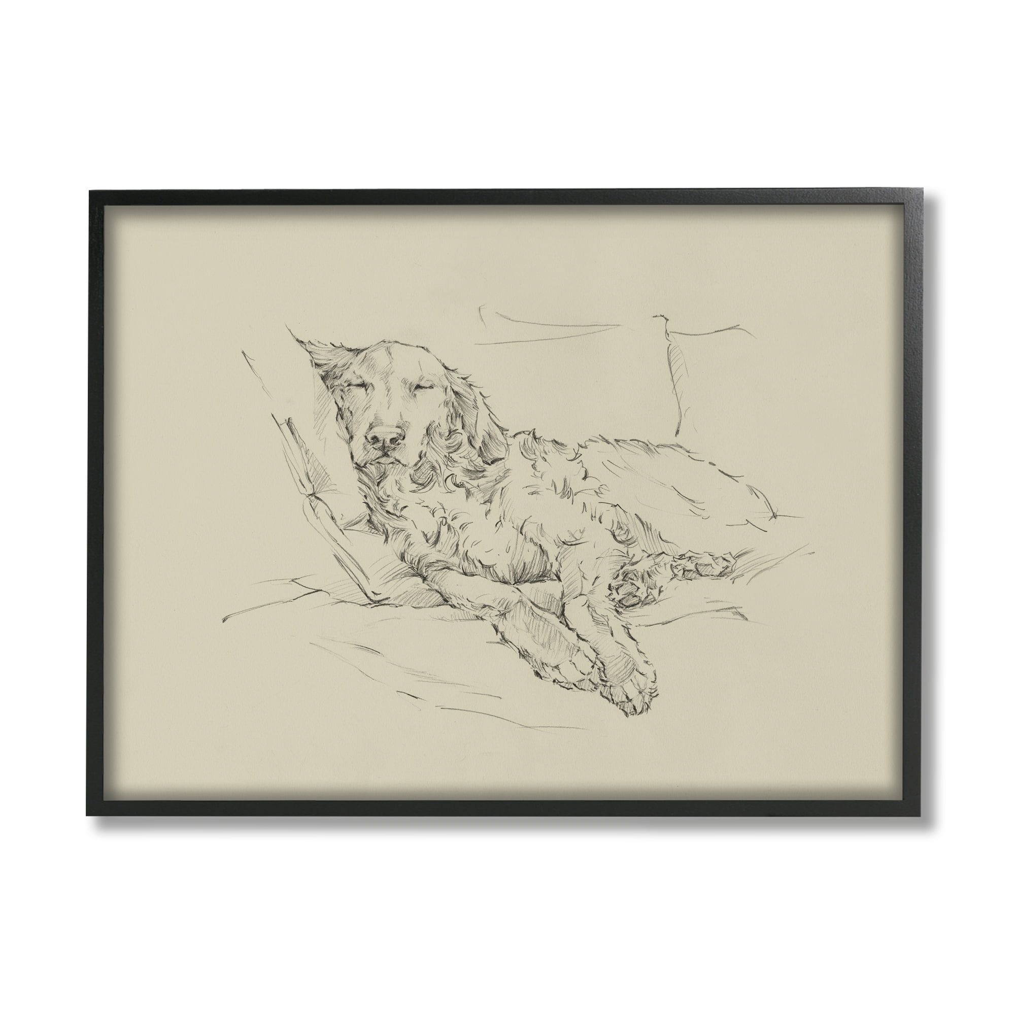 Stupell Industries Peaceful Resting Labrador Dog Pencil Sketch Drawing Drawing Print Black Framed Art Print Wall Art, Design by Ethan Harper