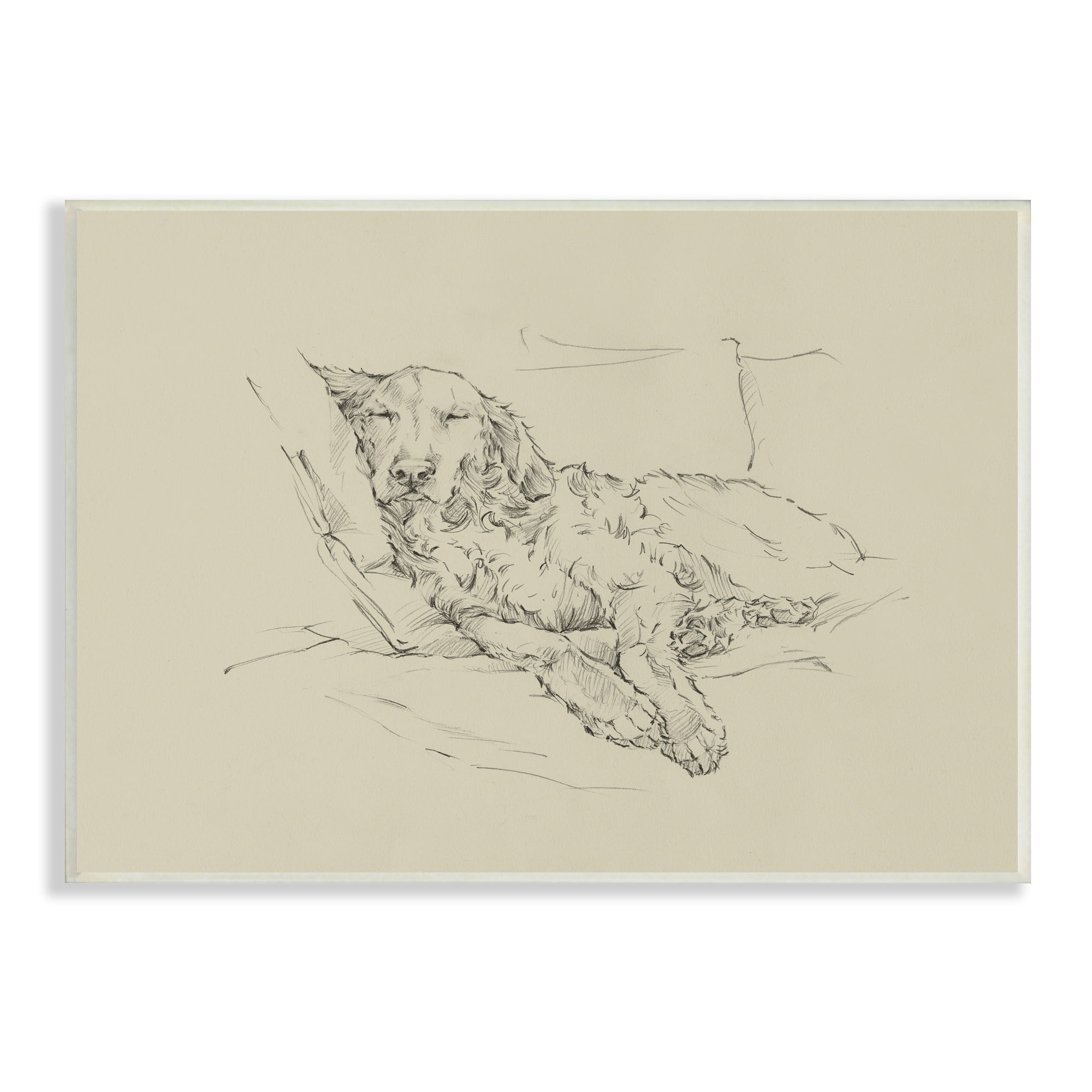 Stupell Industries Peaceful Resting Labrador Dog Pencil Sketch Drawing Drawing Print Unframed Art Print Wall Art, Design by Ethan Harper