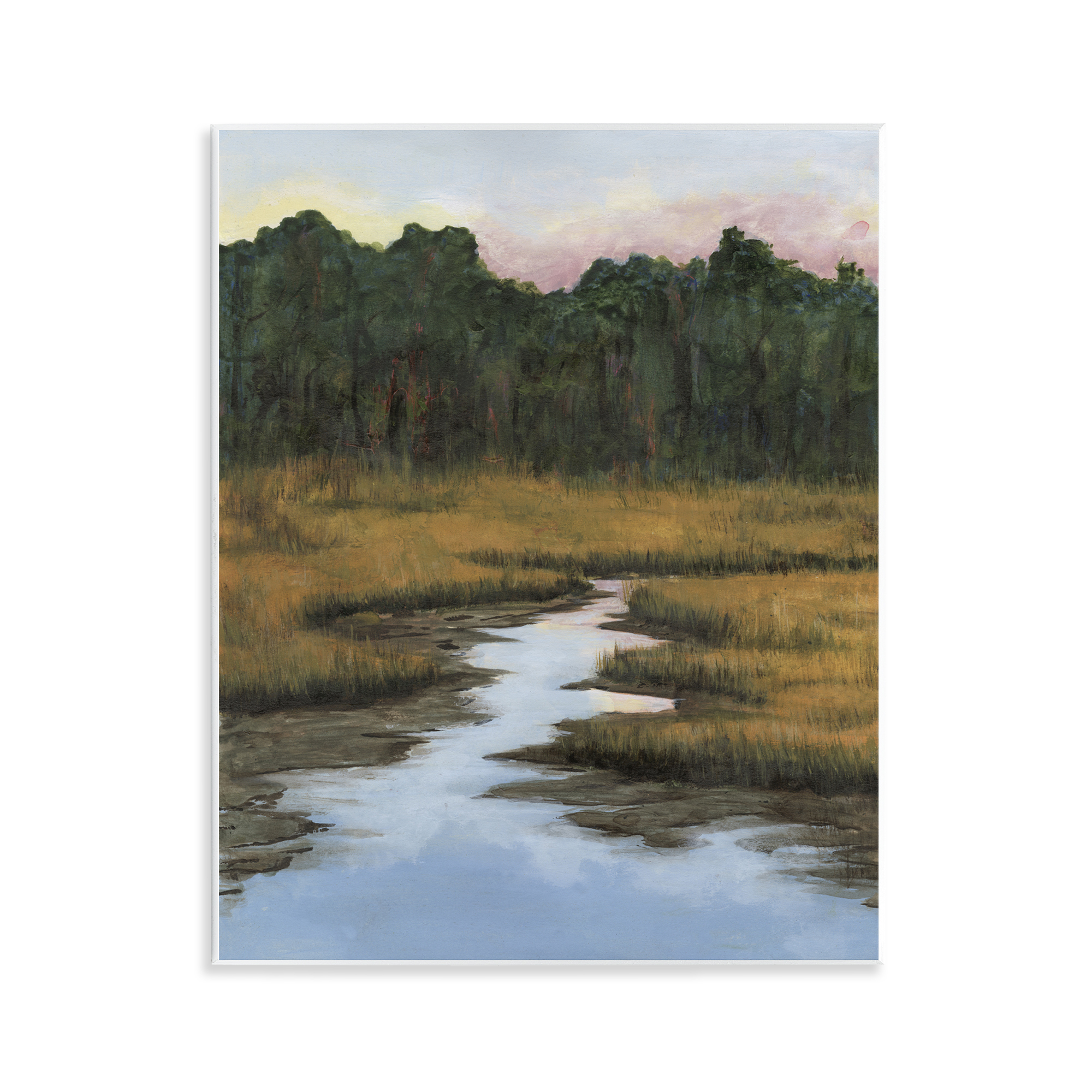 Stupell Industries Peaceful River Receding Landscape & Nature Painting Unframed Art Print Wall Art, 11 x 14