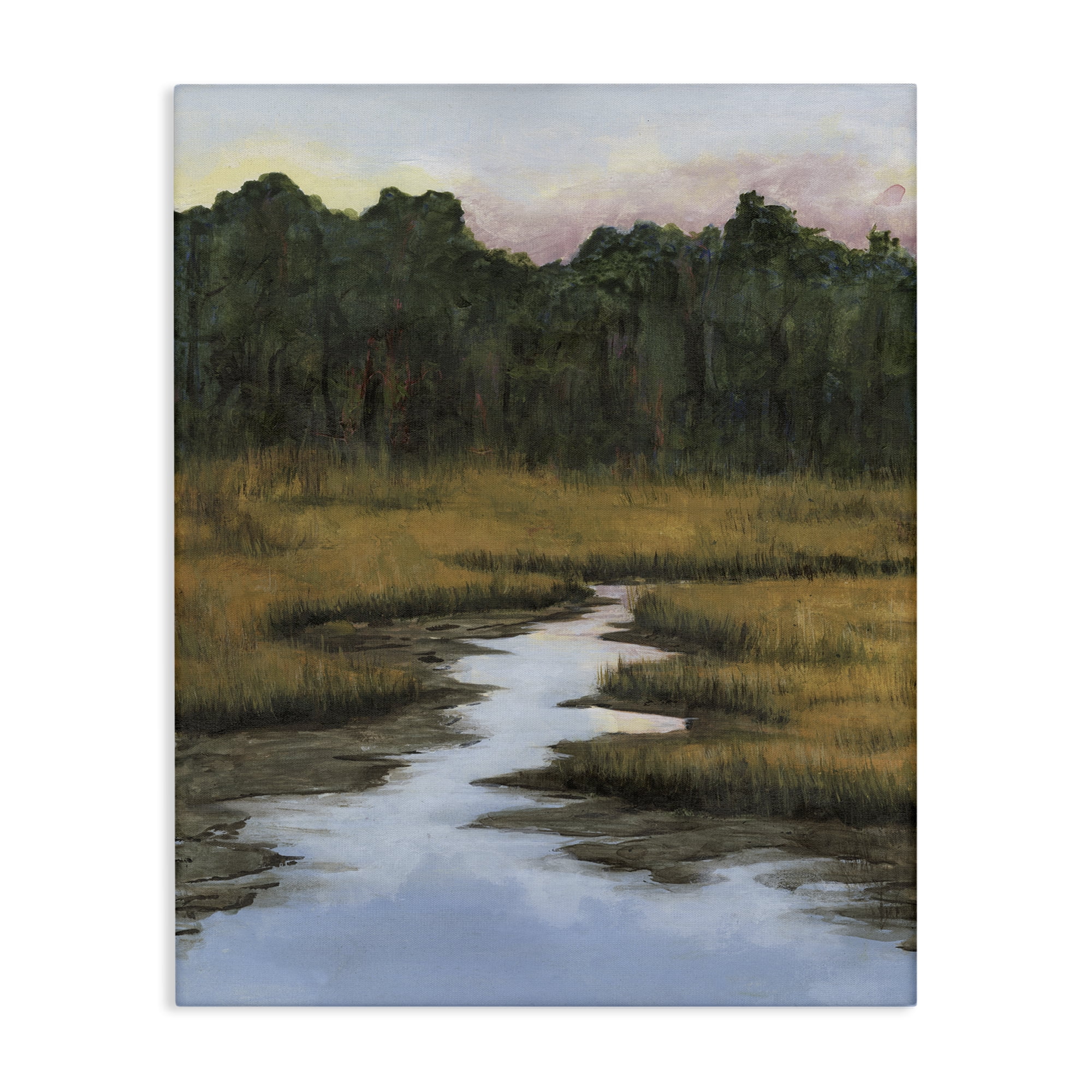Stupell Industries Peaceful River Receding Landscape & Nature Painting Wrapped Canvas Art Print Wall Art, 16 x 20