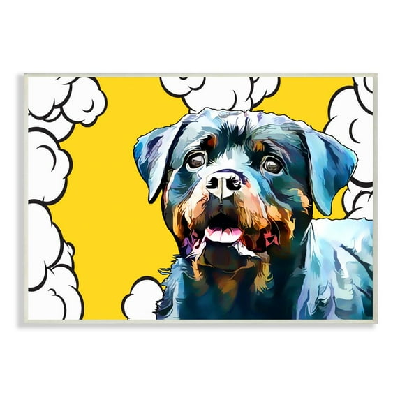 Stupell Industries Peaceful Rottweiler Dog over Pop Art Clouds Designed by Kim Curinga