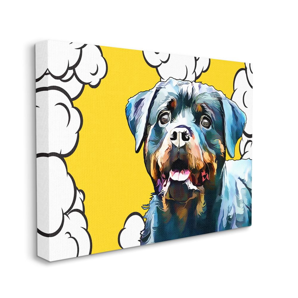 Stupell Industries Peaceful Rottweiler Dog over Pop Art Clouds Designed by Kim Curinga