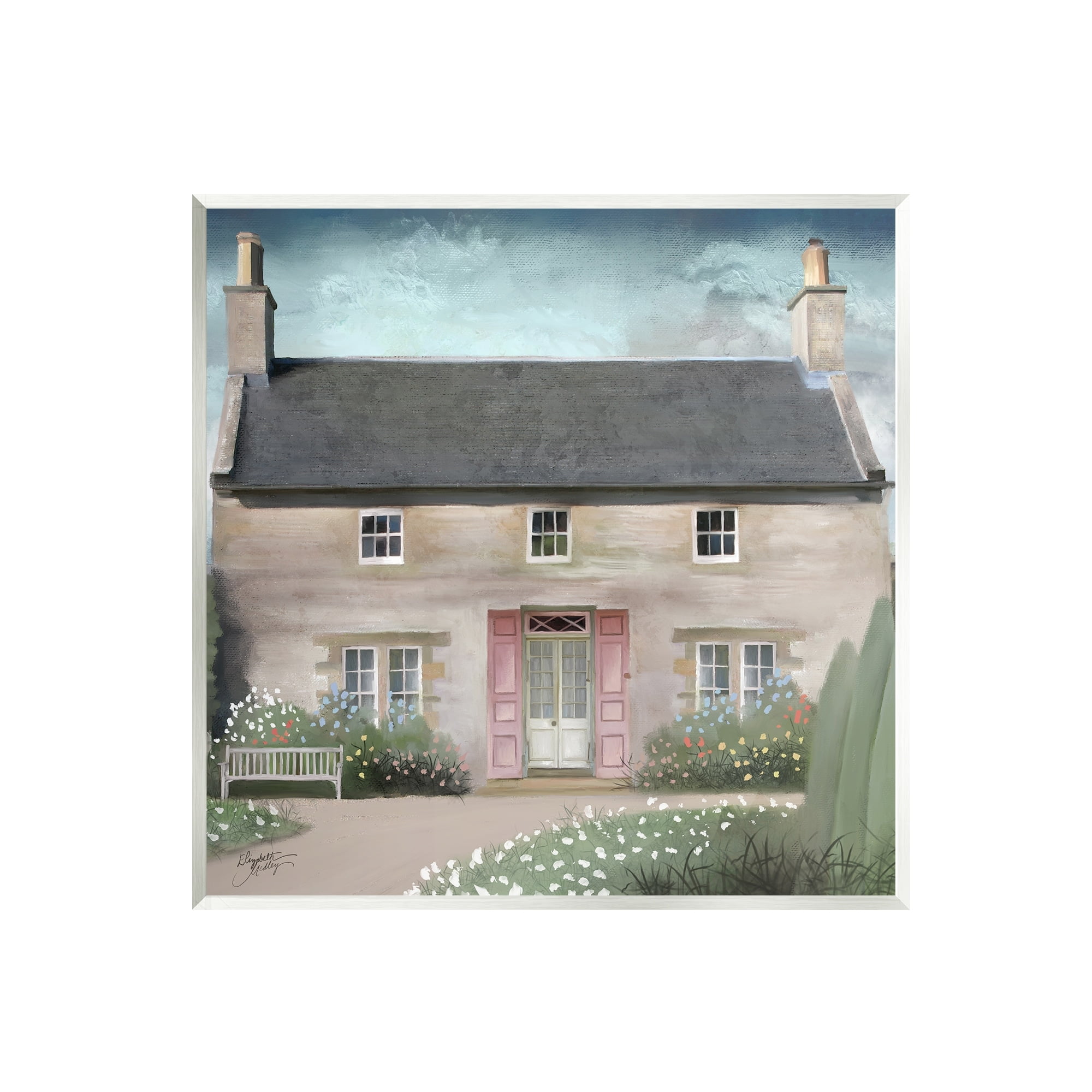 Stupell Industries Peaceful Rural Cottage House Blooming Flower Buds Graphic Art Unframed Art Print Wall Art, Design by Elizabeth Medley