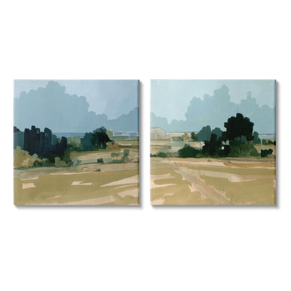 Stupell Industries Peaceful Rural Scene Layered Distant Farmland Painting Painting Gallery Wrapped Canvas Print Wall Art, Set of 2, Design by Emma Caroline