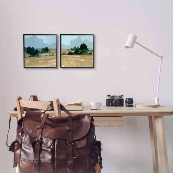 Stupell Industries Peaceful Rural Scene Layered Distant Farmland Painting Painting Black Framed Art Print Wall Art, Set of 2, Design by Emma Caroline