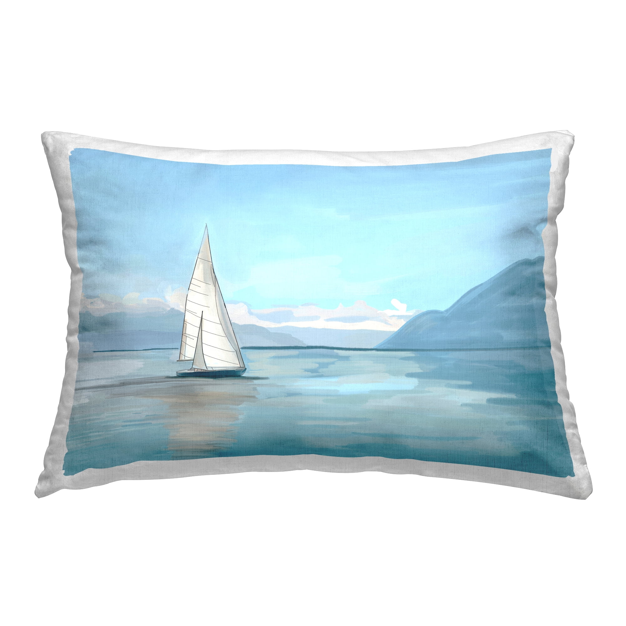 Stupell Industries Peaceful Sailboat on Water Decorative Printed Throw Pillow Design by Amelia Noyes.