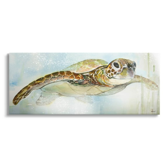 Stupell Industries Peaceful Sea Turtle Swimming Graphic Art Gallery Wrapped Canvas Print Wall Art, Design by Diannart