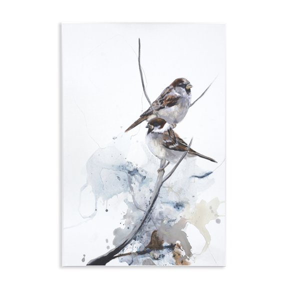 Stupell Industries Modern Peaceful Sparrow Couple Abstract Branch Watercolor Wall Plaque Art, 13 x 19, by Design Fabrikken