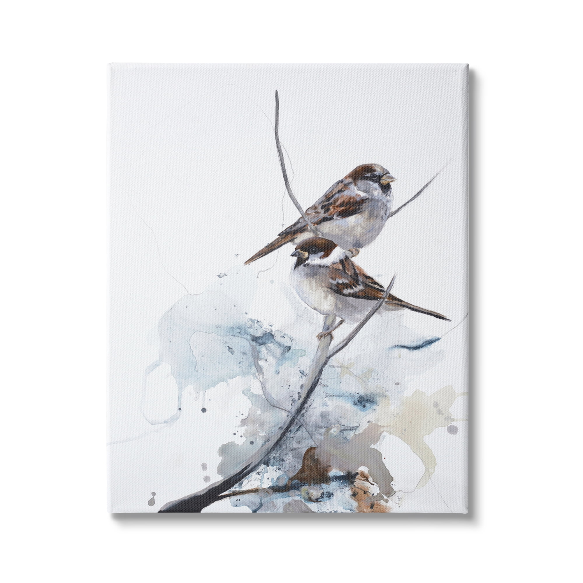 Stupell Industries Peaceful Sparrow Couple Abstract Branch Watercolor Painting, 16 x 20, Design by Design Fabrikken