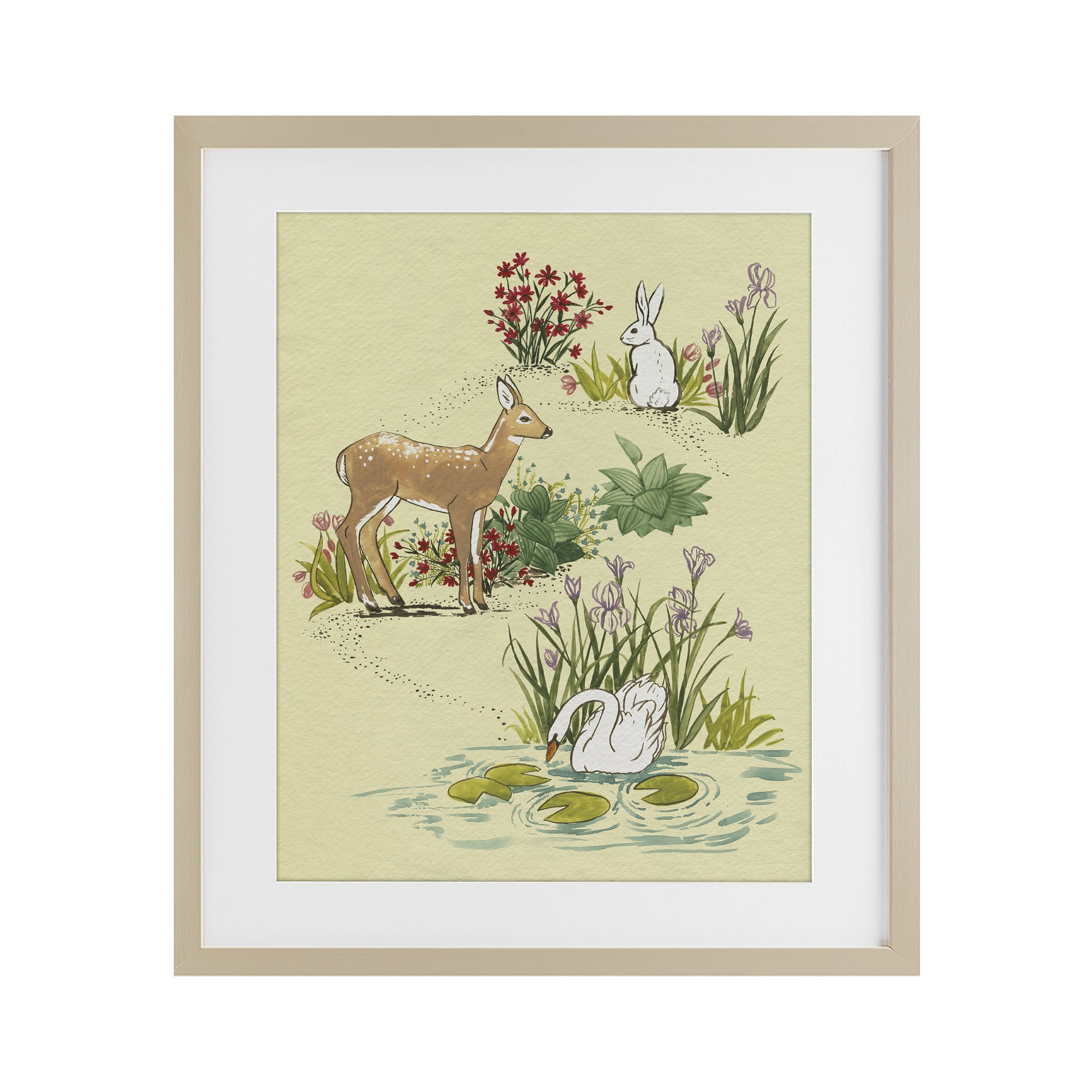 Stupell Industries Peaceful Spring Animals Birch Framed Print Under Glass, design by Grace Popp